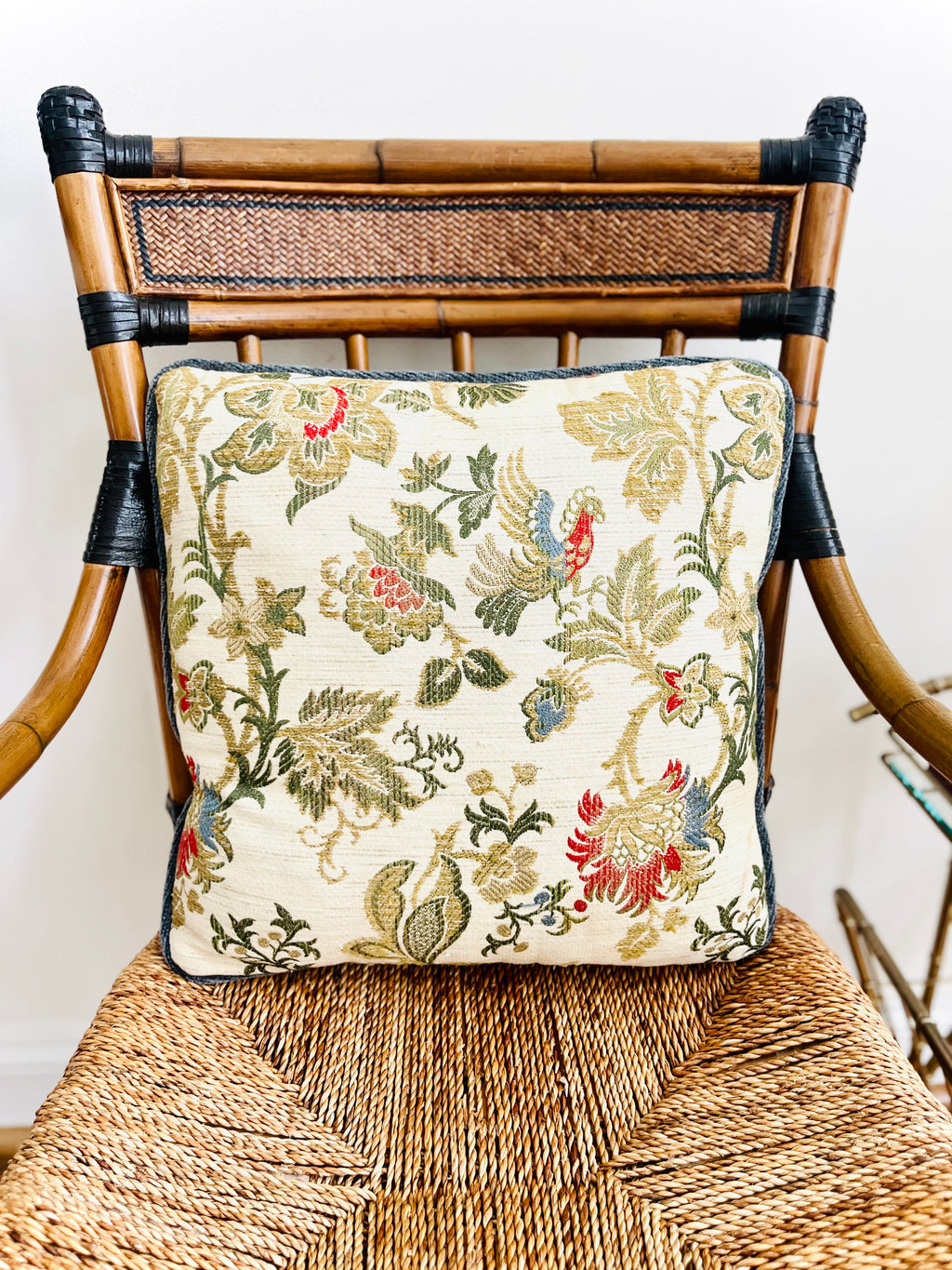 Pheasant & floral throw pillow
