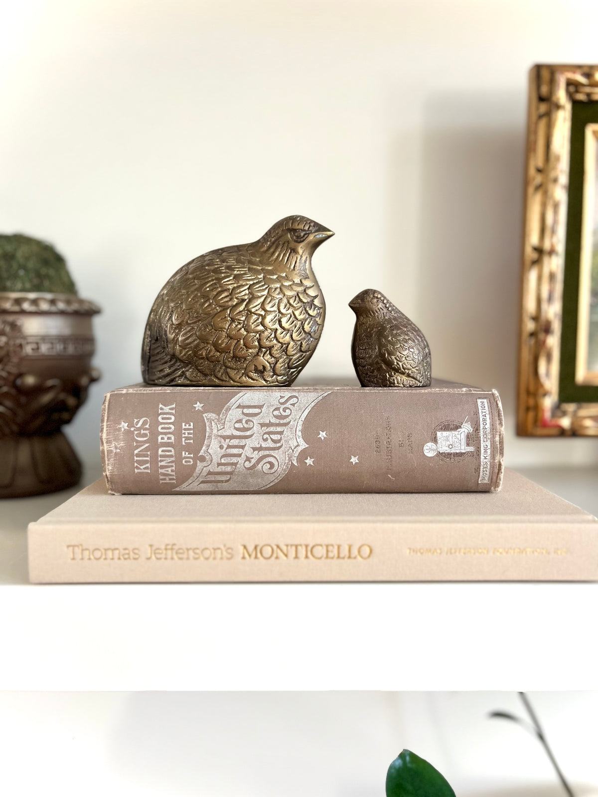 Brass quail pair