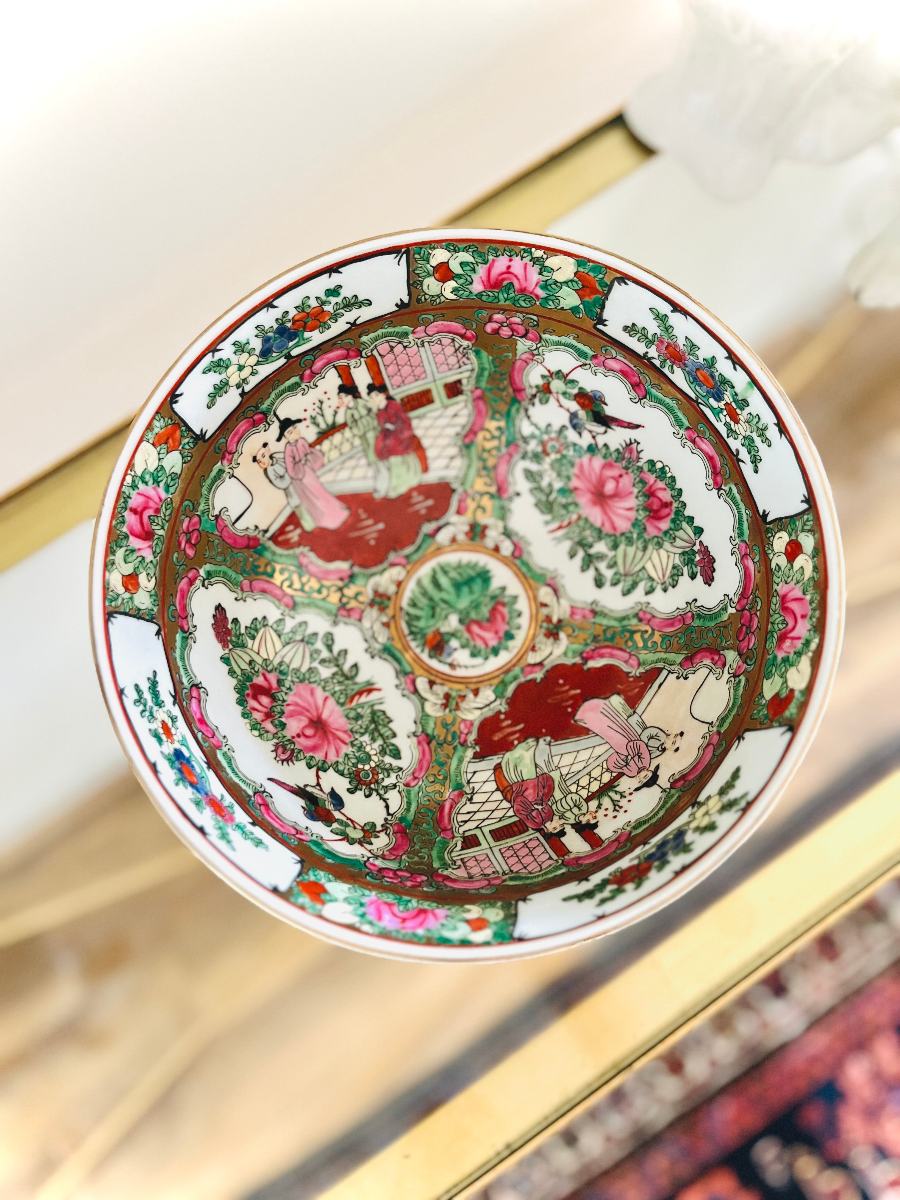 Rose Medallion 10” wide bowl