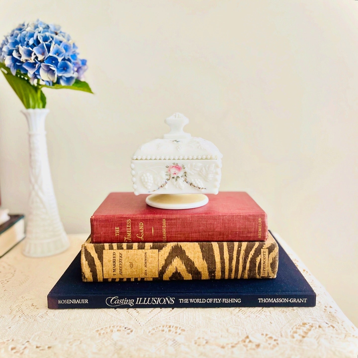 Milk glass pedestal dish