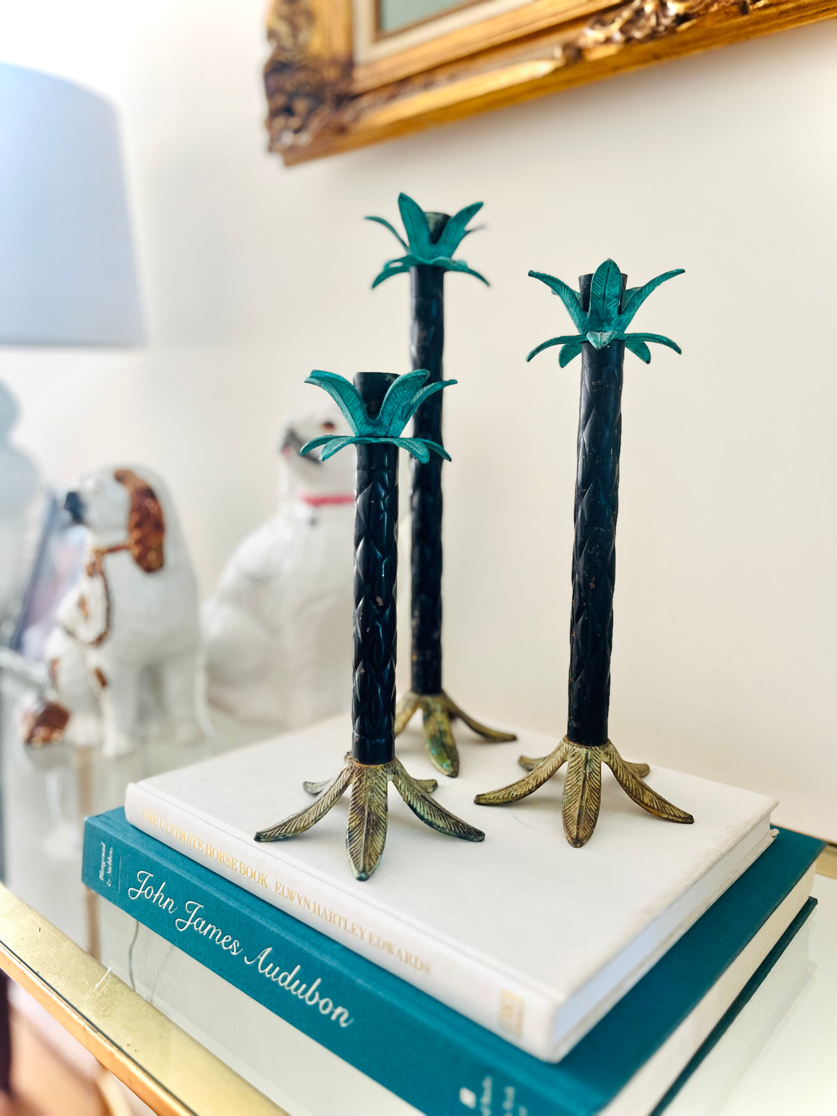 Palm tree candlestick set (3)