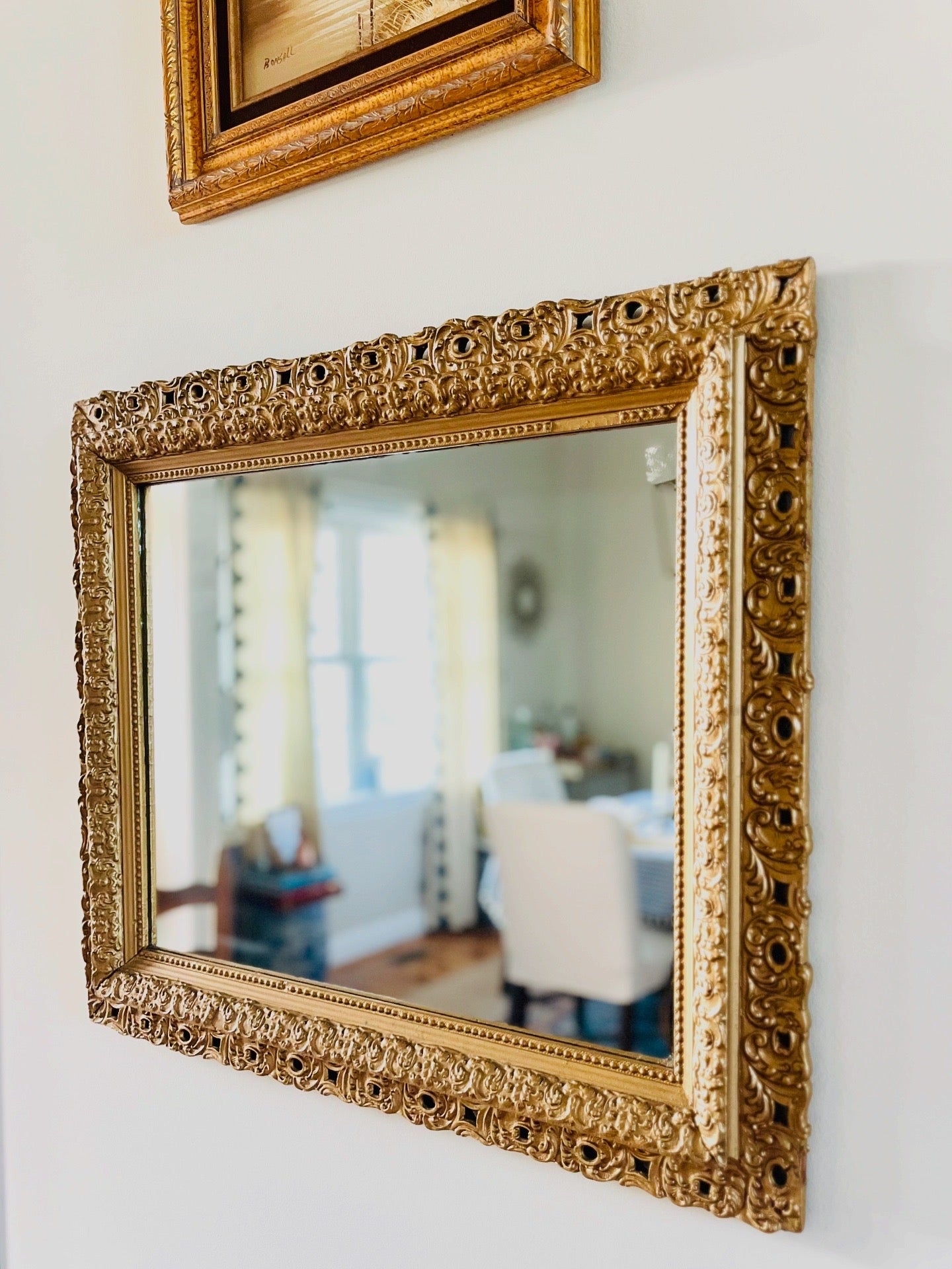 Gilded wooden wall mirror