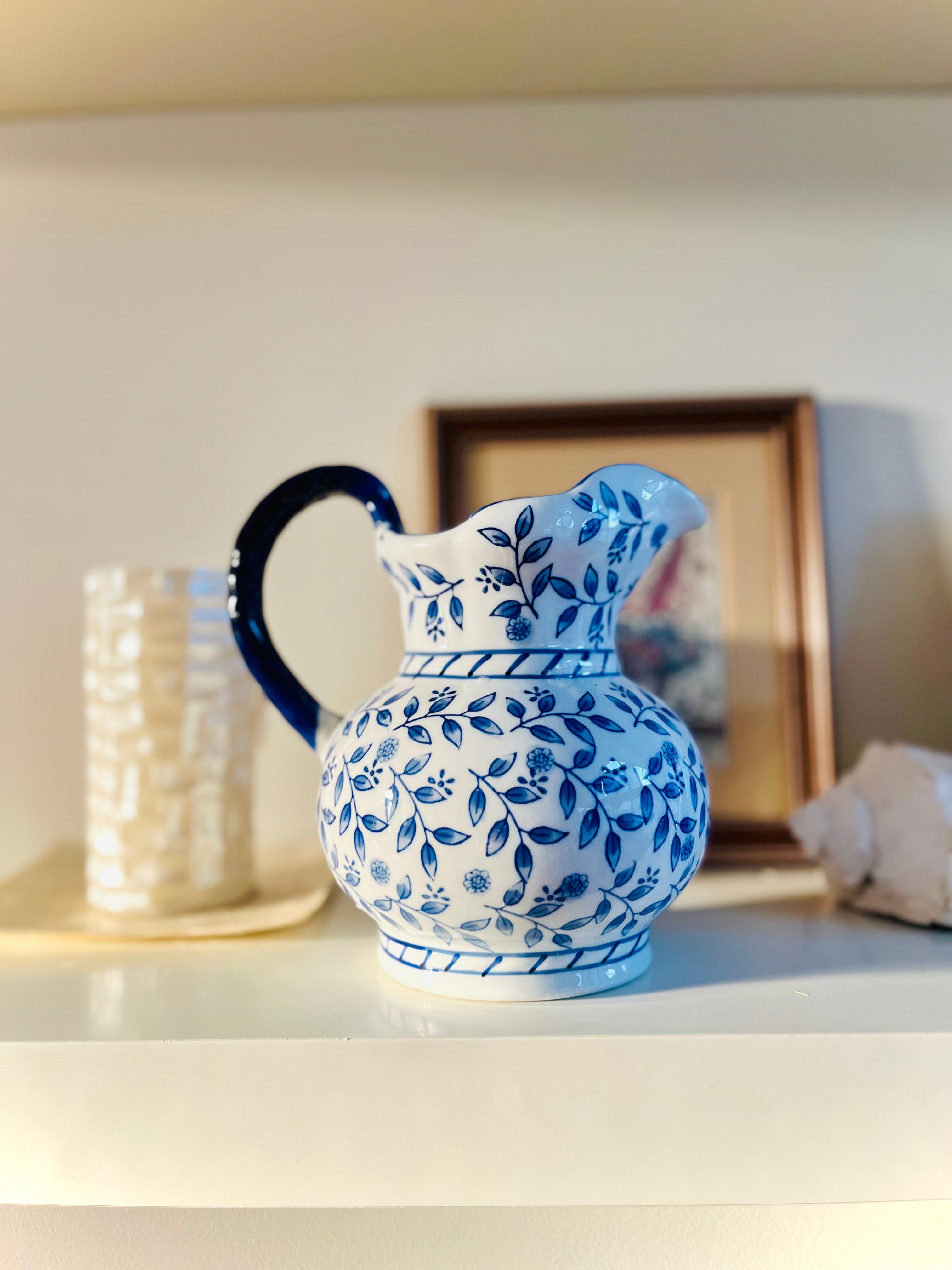Blue & white pitcher