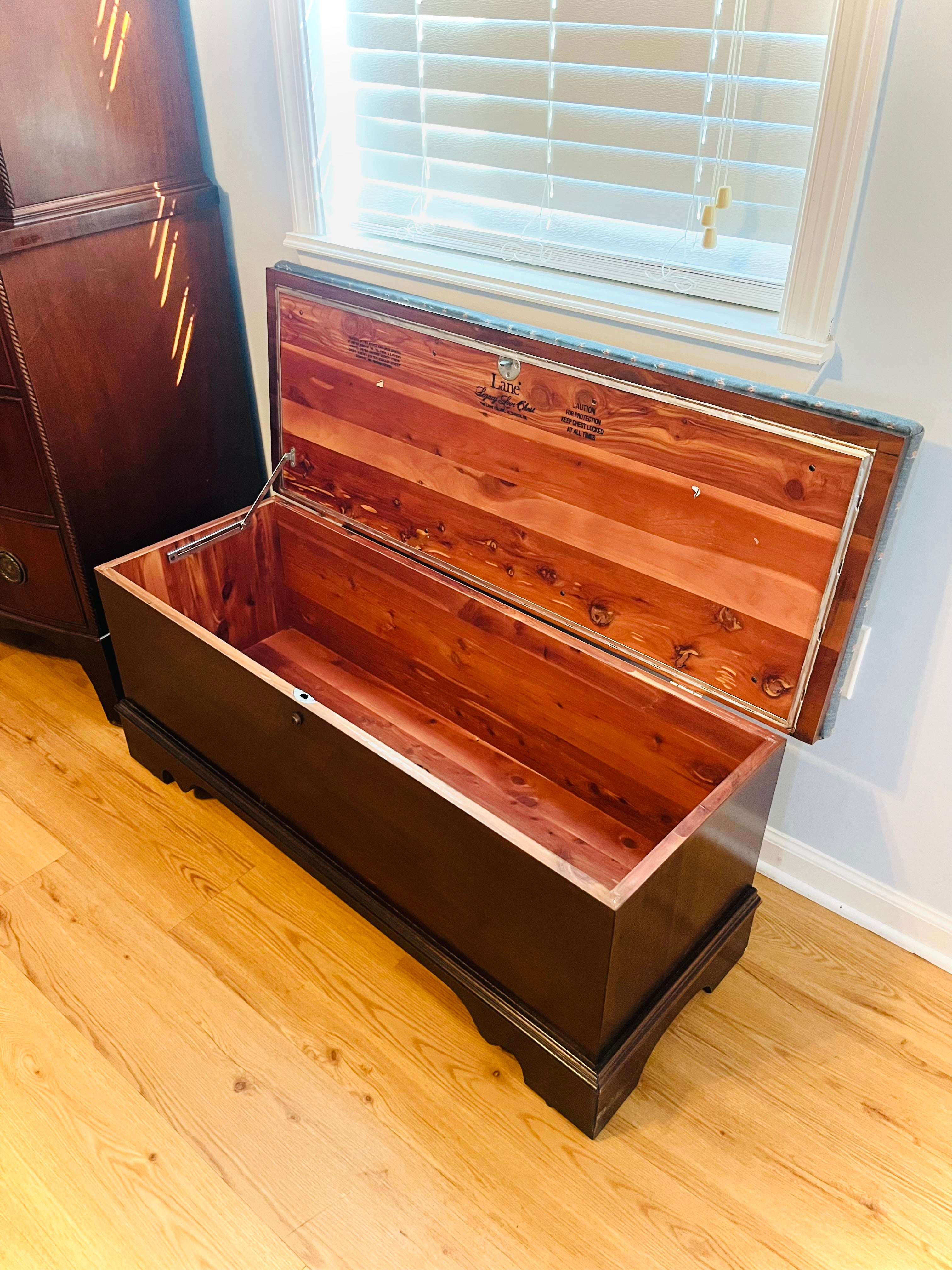 Lane cedar chest with Greek key cushion