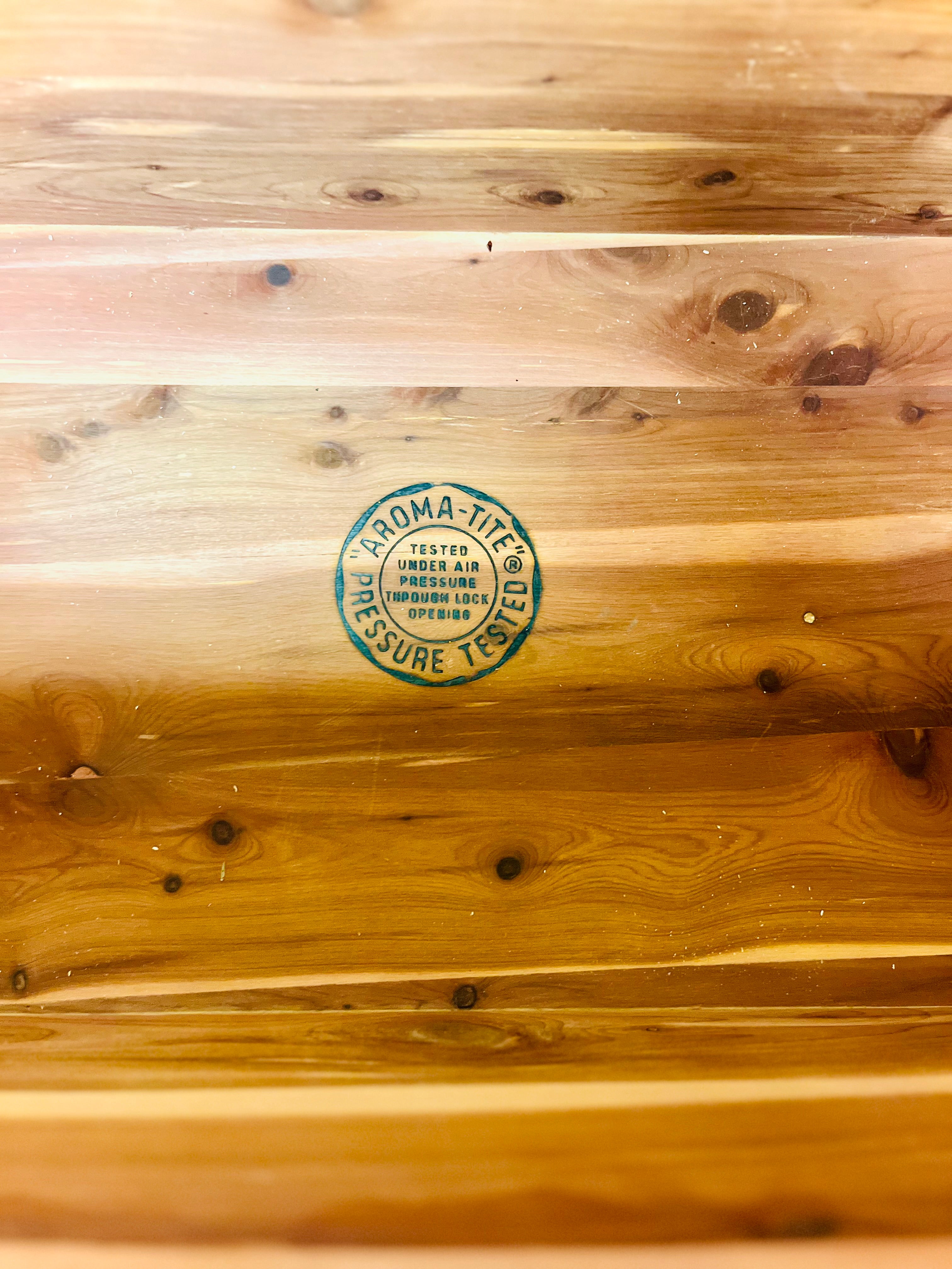 Lane cedar chest with Greek key cushion