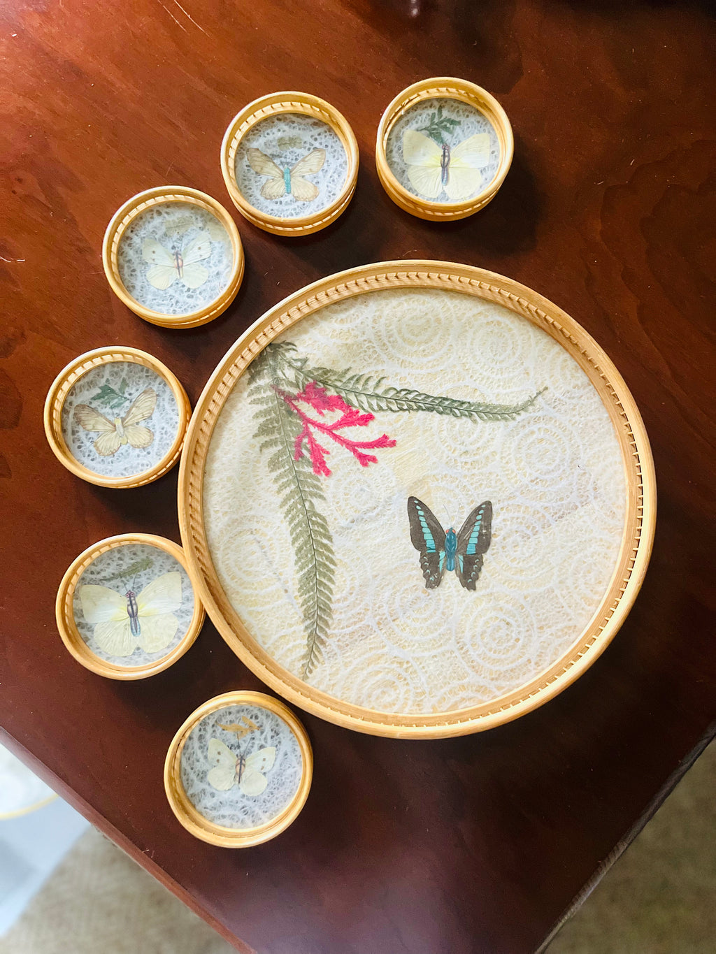 Butterfly tray & coaster set