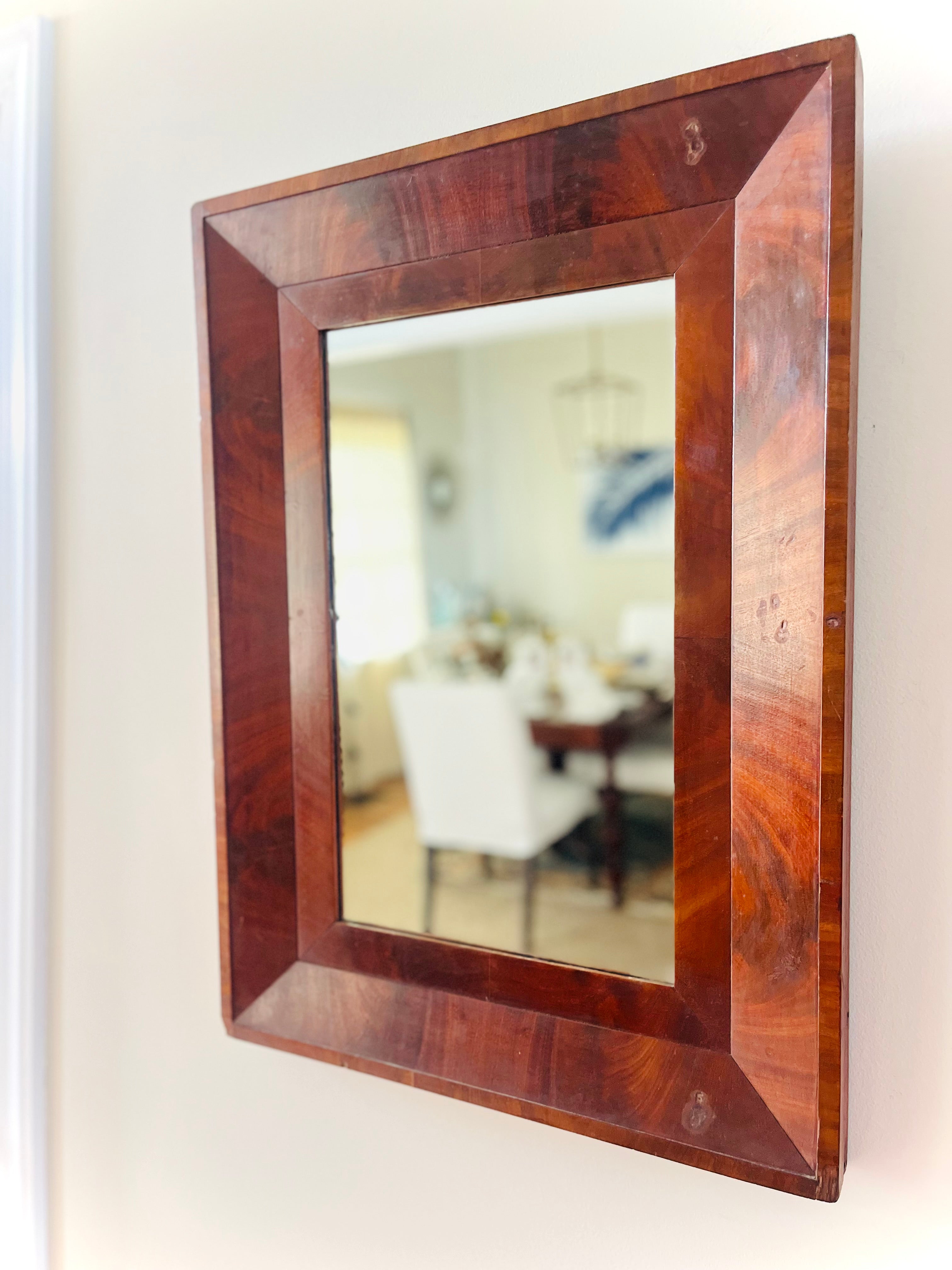Antique burl mahogany mirror