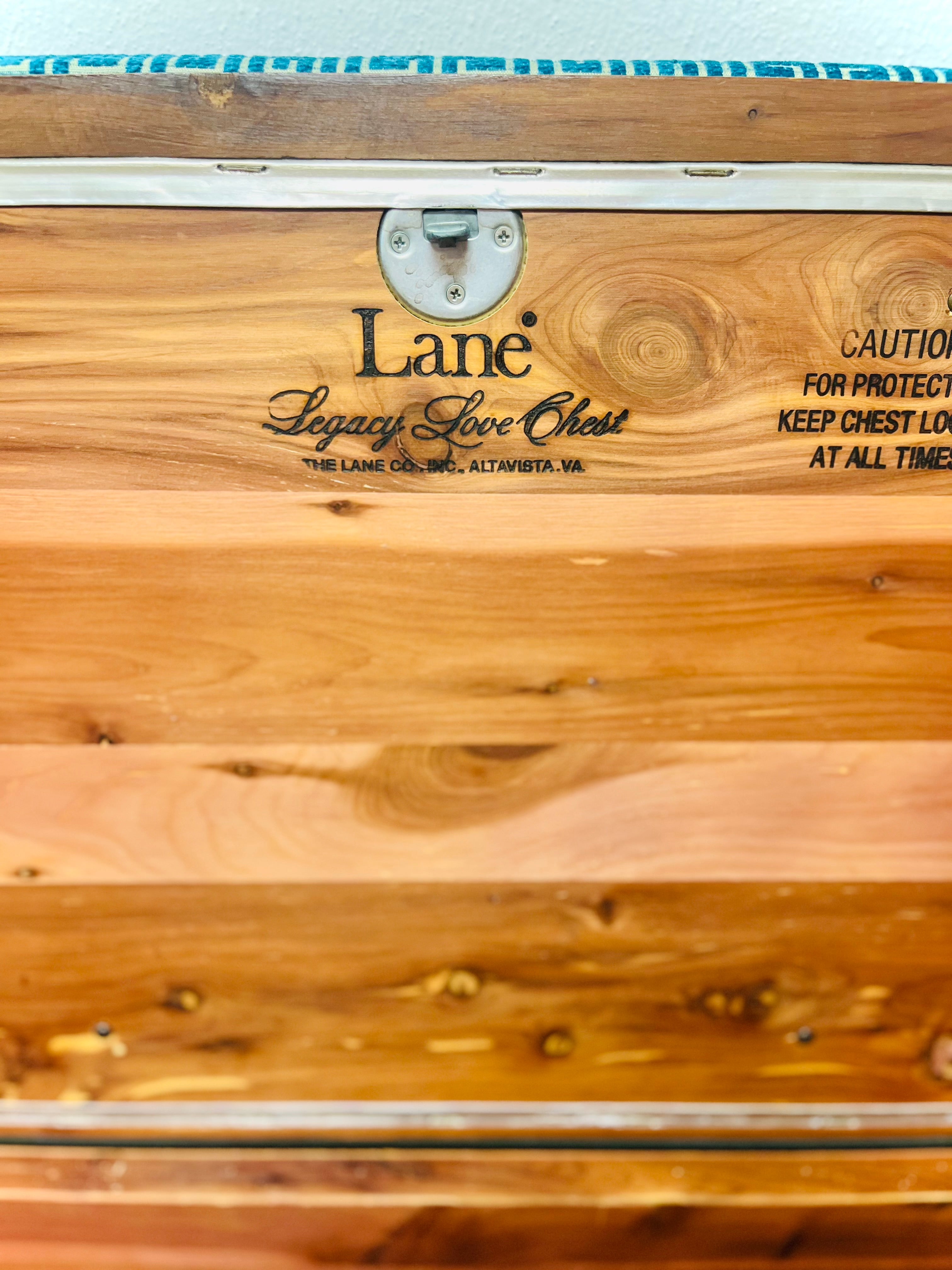 Lane cedar chest with Greek key cushion