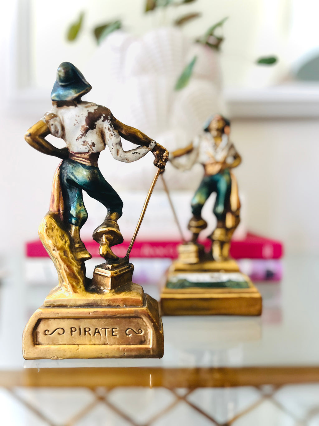 Bronze pirate bookends