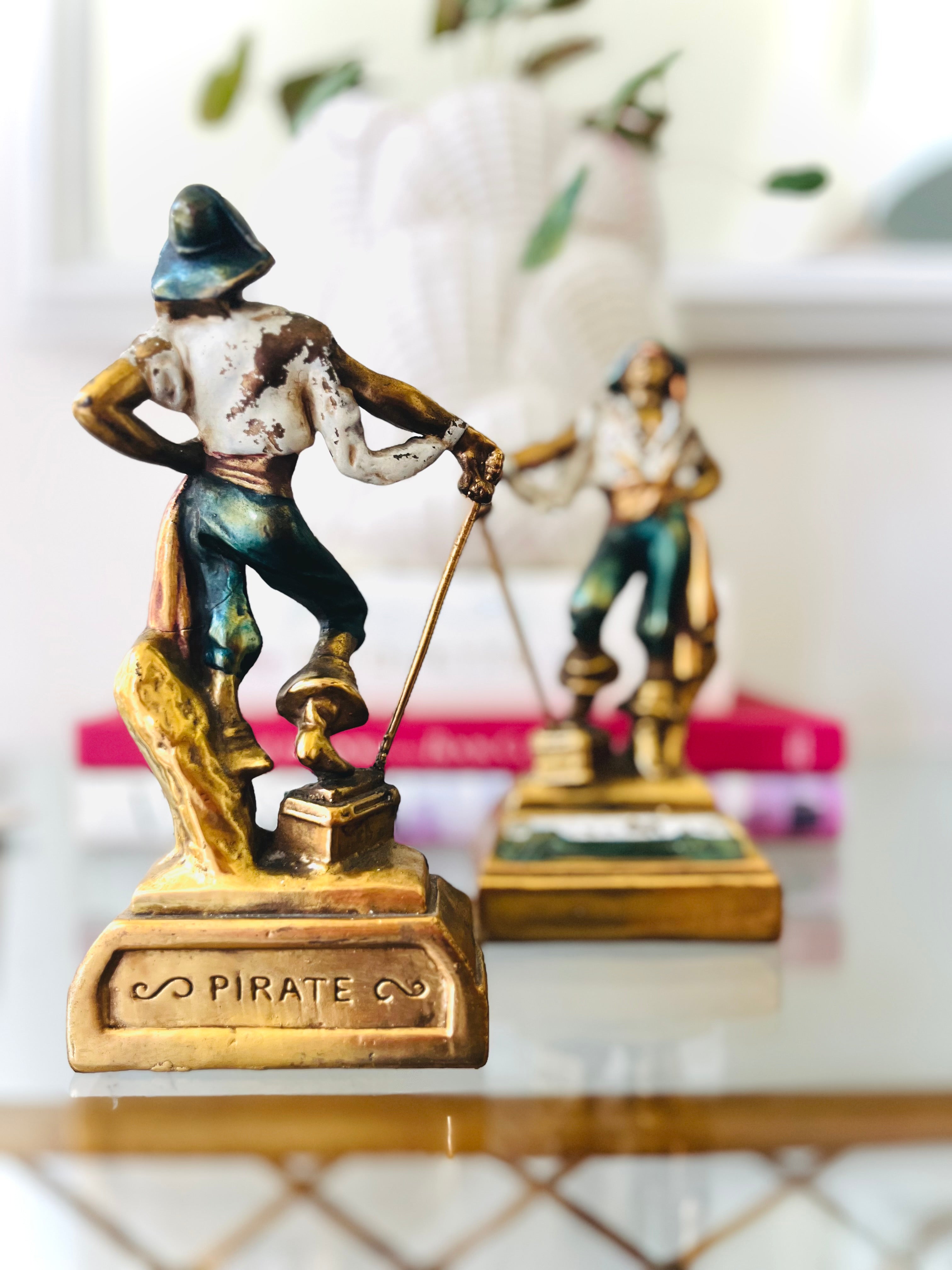 Bronze pirate bookends