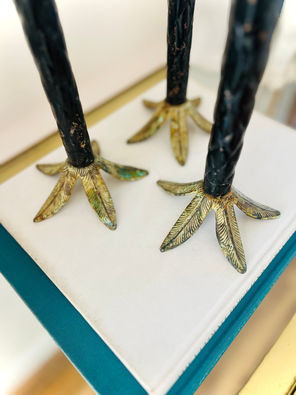 Palm tree candlestick set (3)