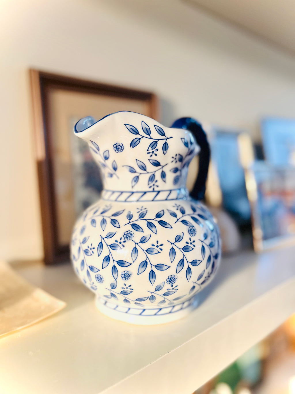 Blue & white pitcher