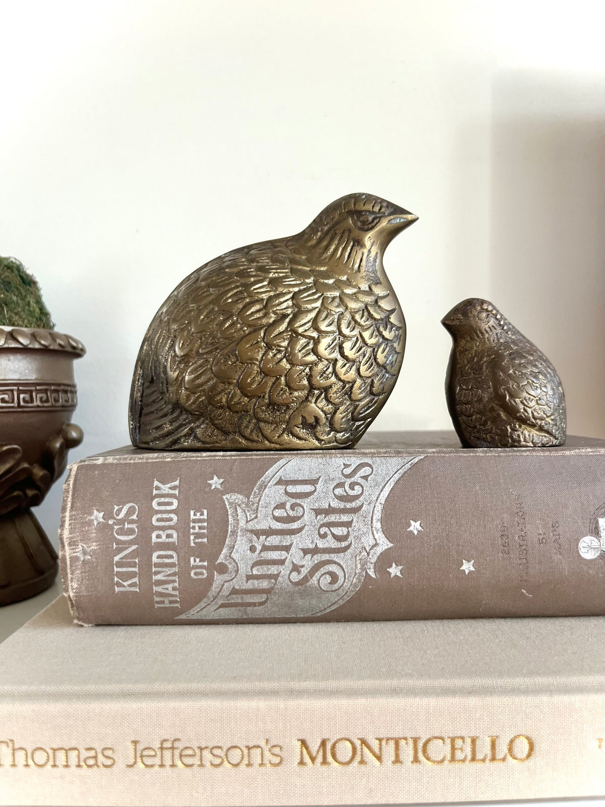 Brass quail pair