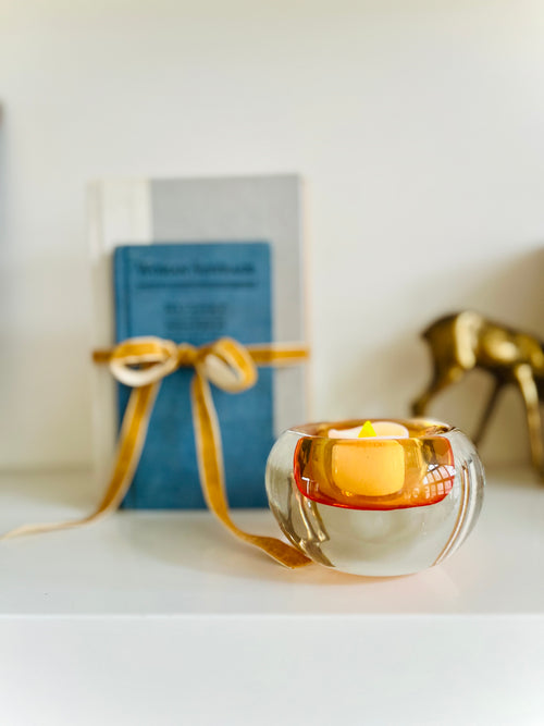 Amber glass candleholders (set 3)