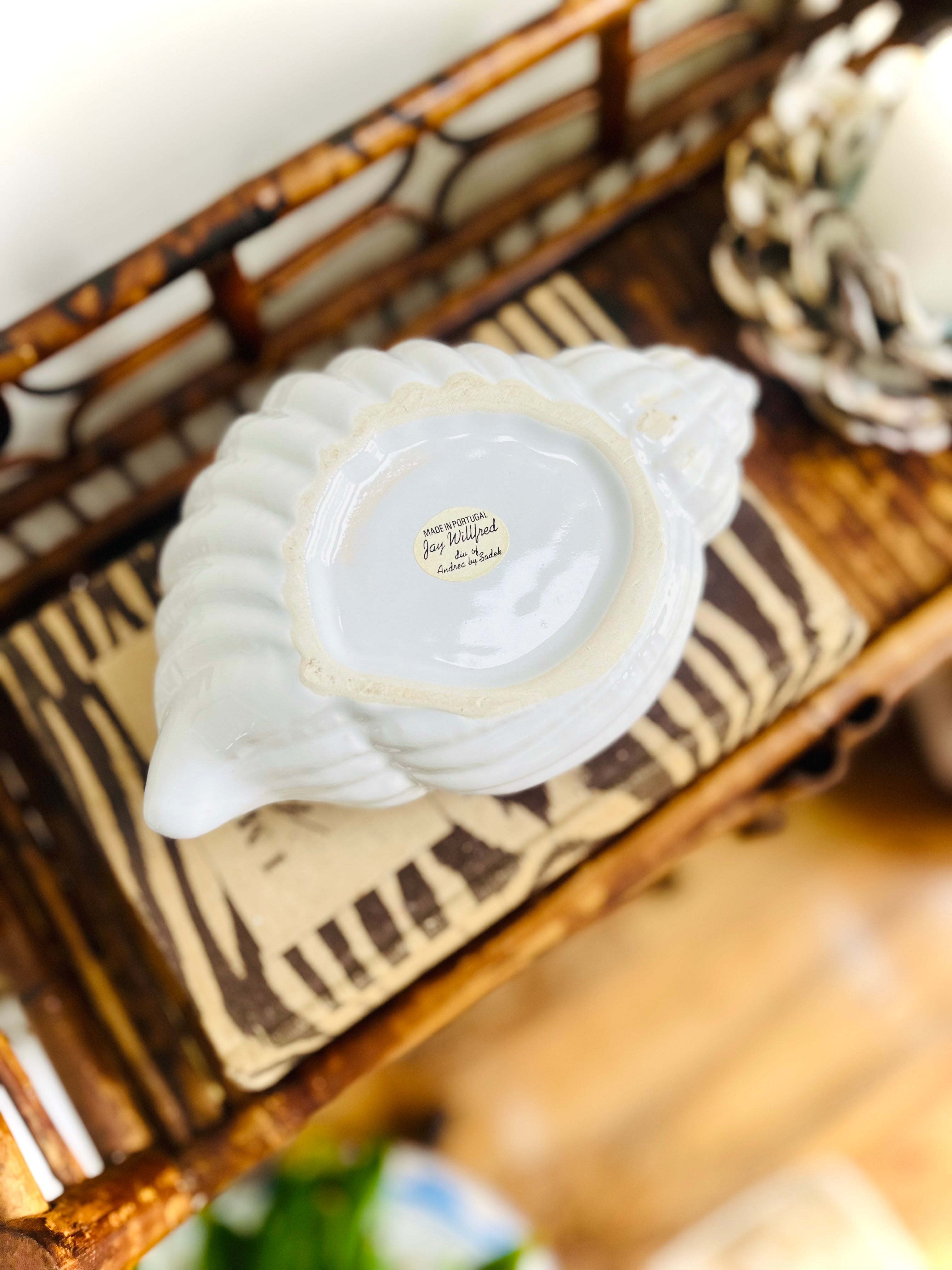 White conch shell planter