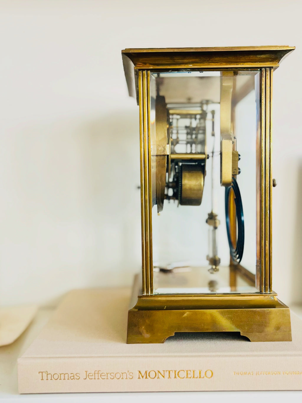 Seth Thomas brass & glass clock
