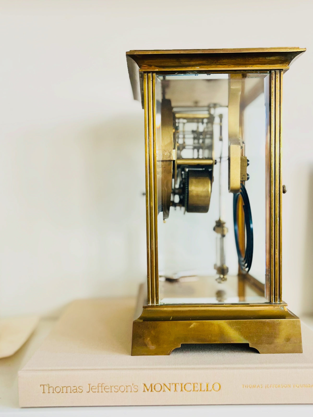 Seth Thomas brass & glass clock