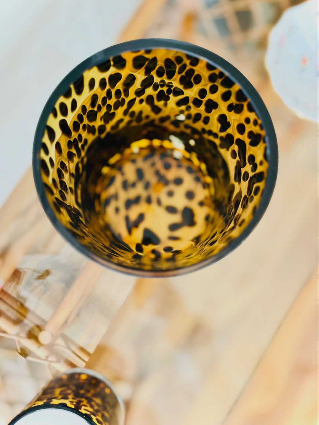 Tortoiseshell 8” tall cylinder vase