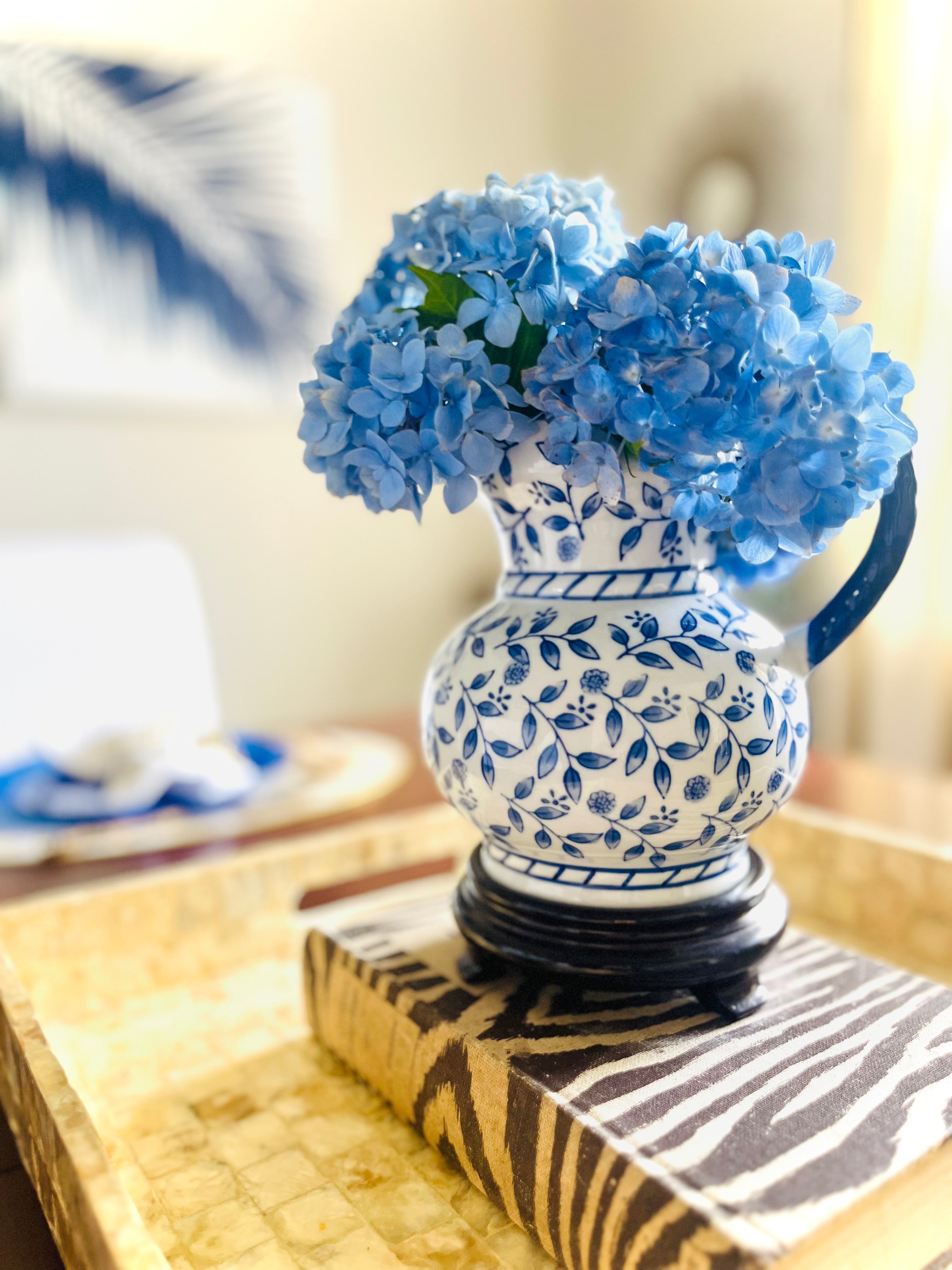 Blue & white pitcher