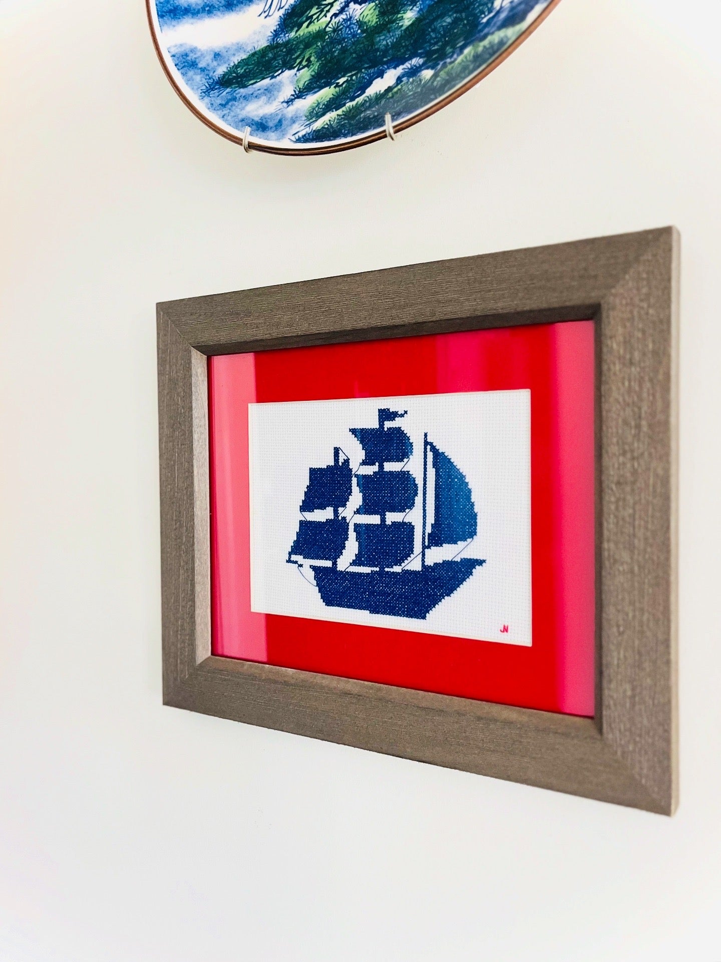 Nautical needlepoint ship