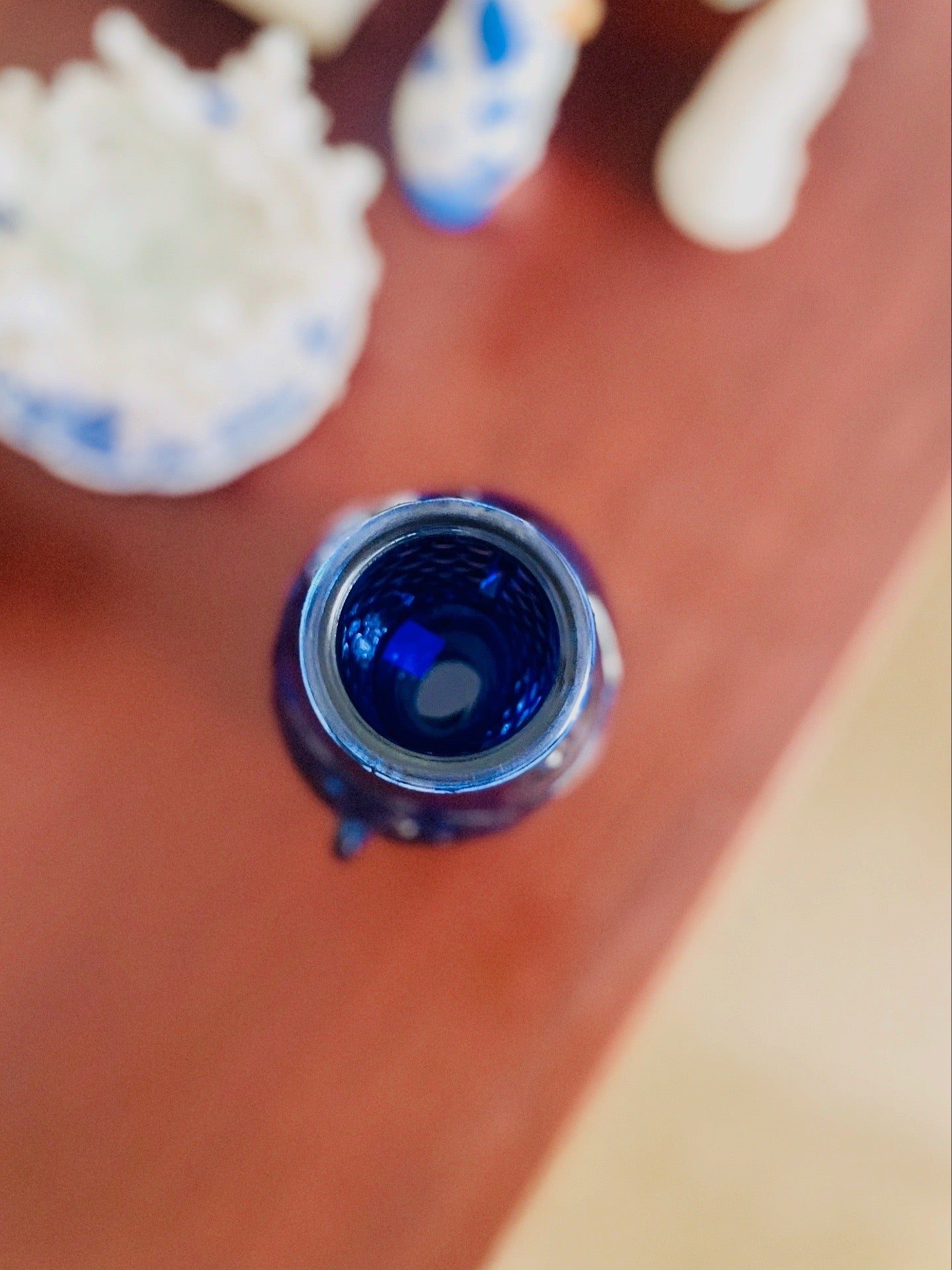 Blue glass fish vase