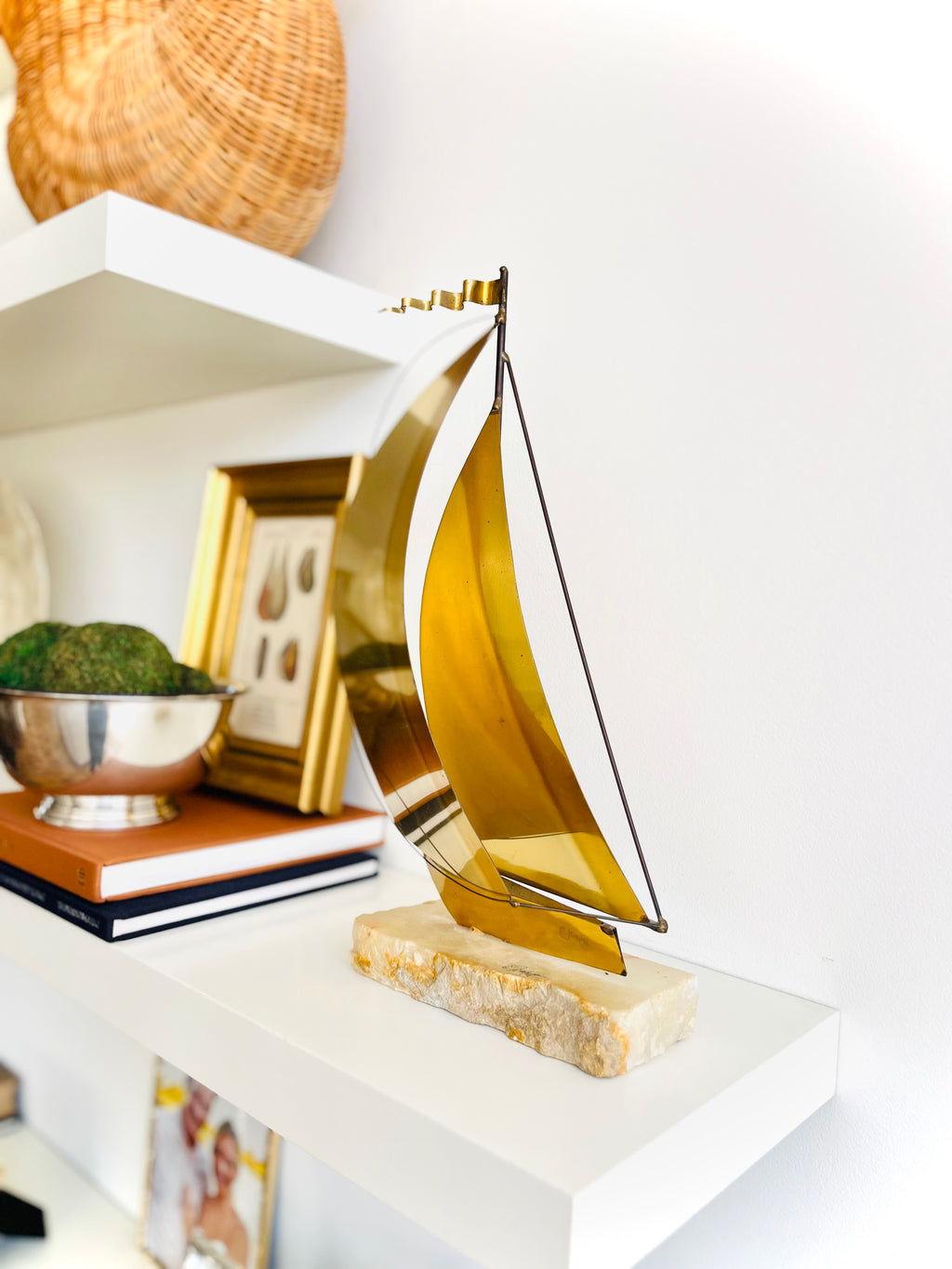 Brass & onyx 17” sailboat