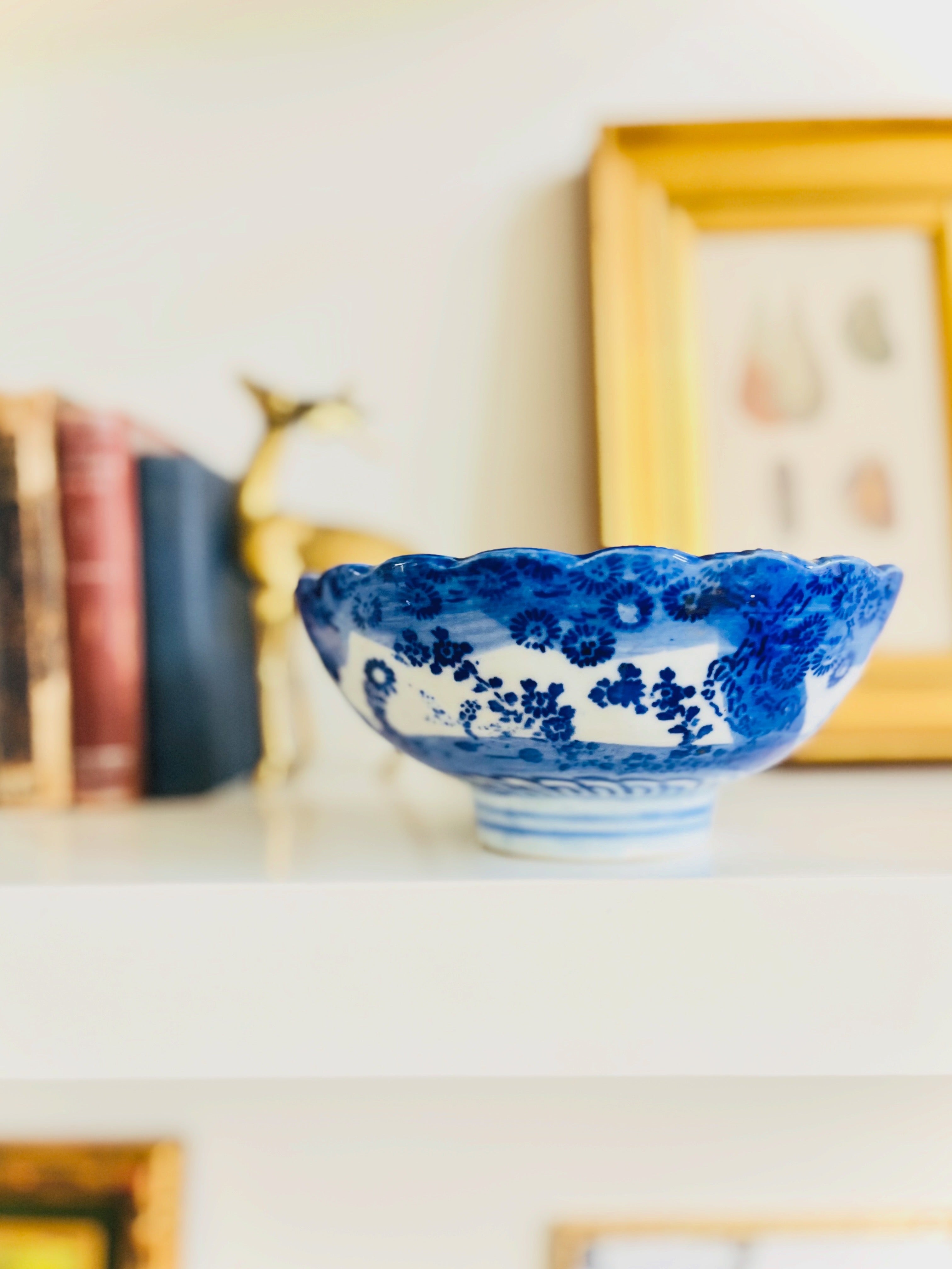 Blue & white antique rice bowl