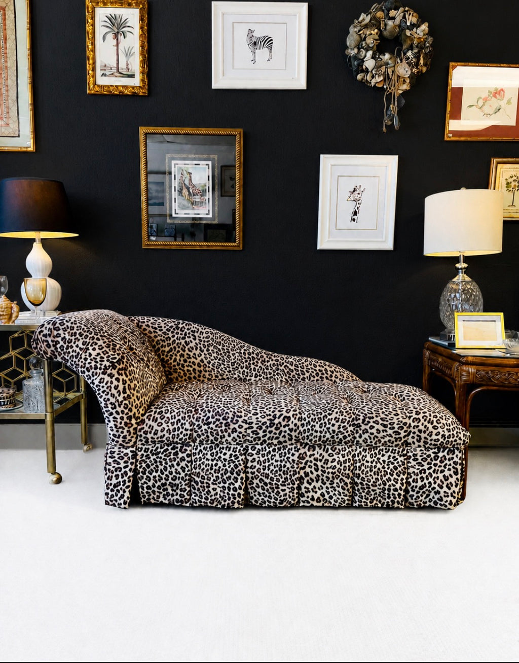 Leopard print chaise lounge