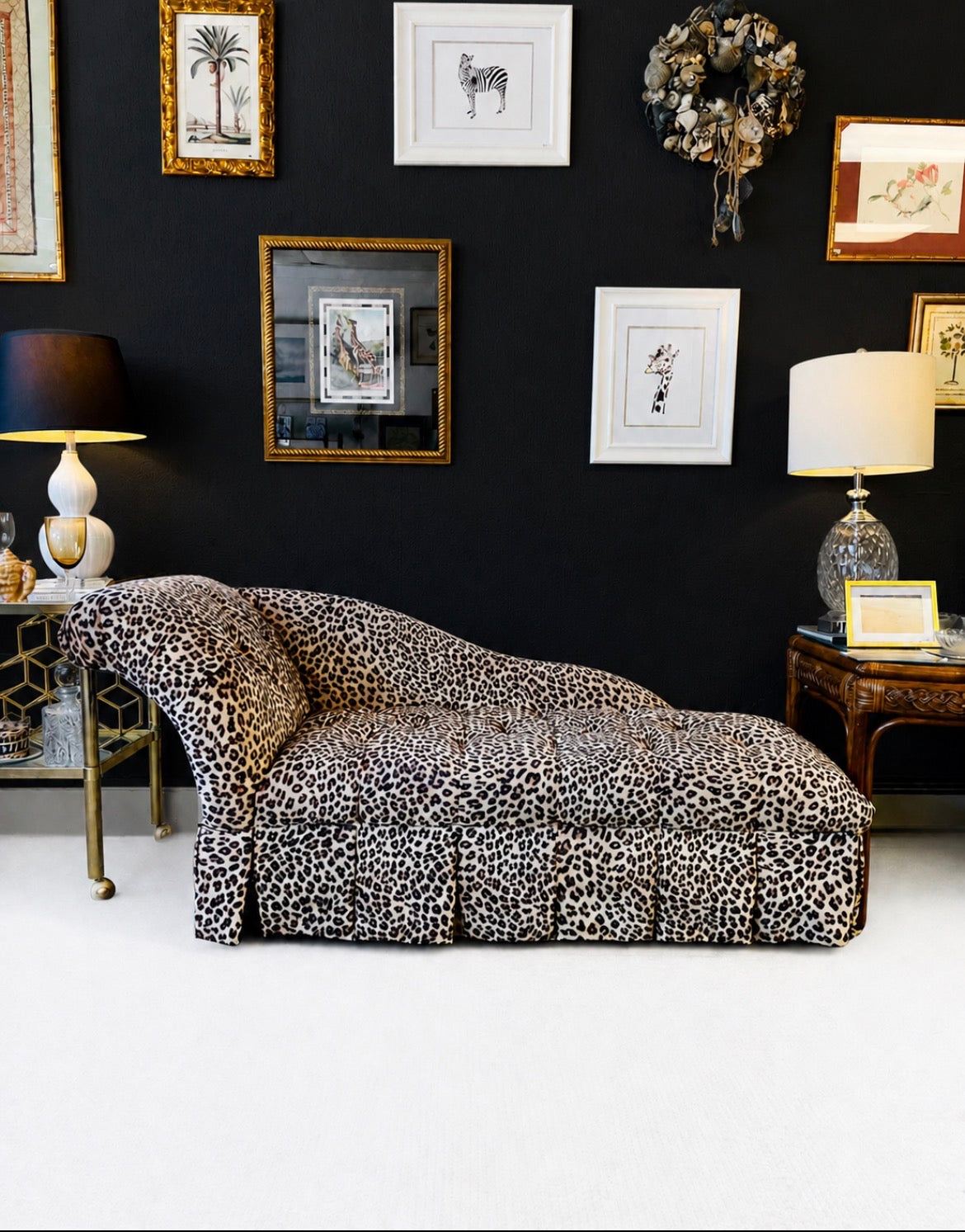 Leopard print chaise lounge