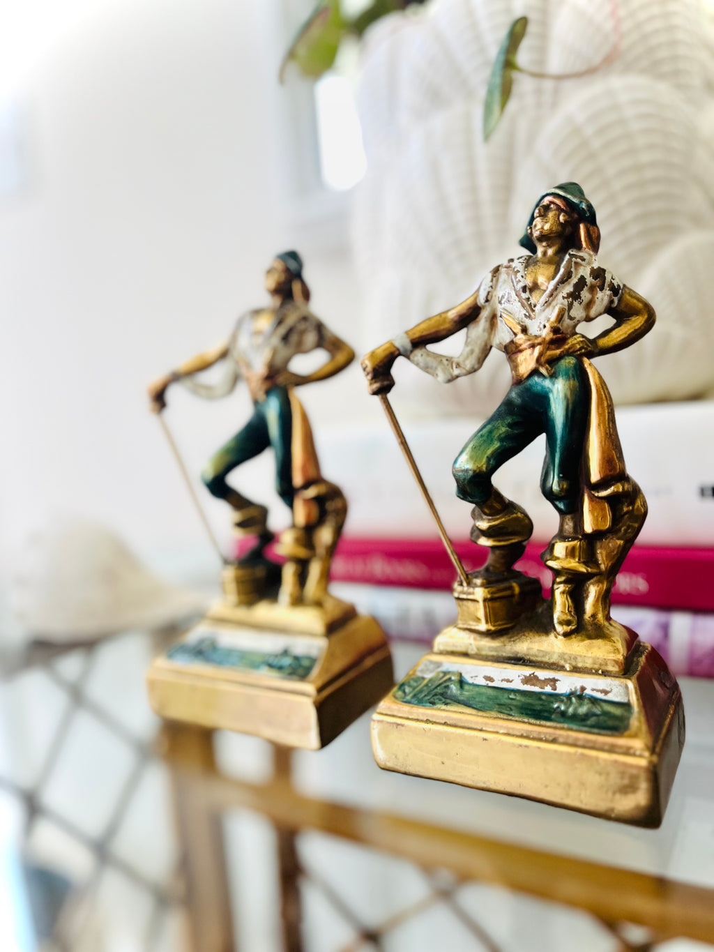 Bronze pirate bookends