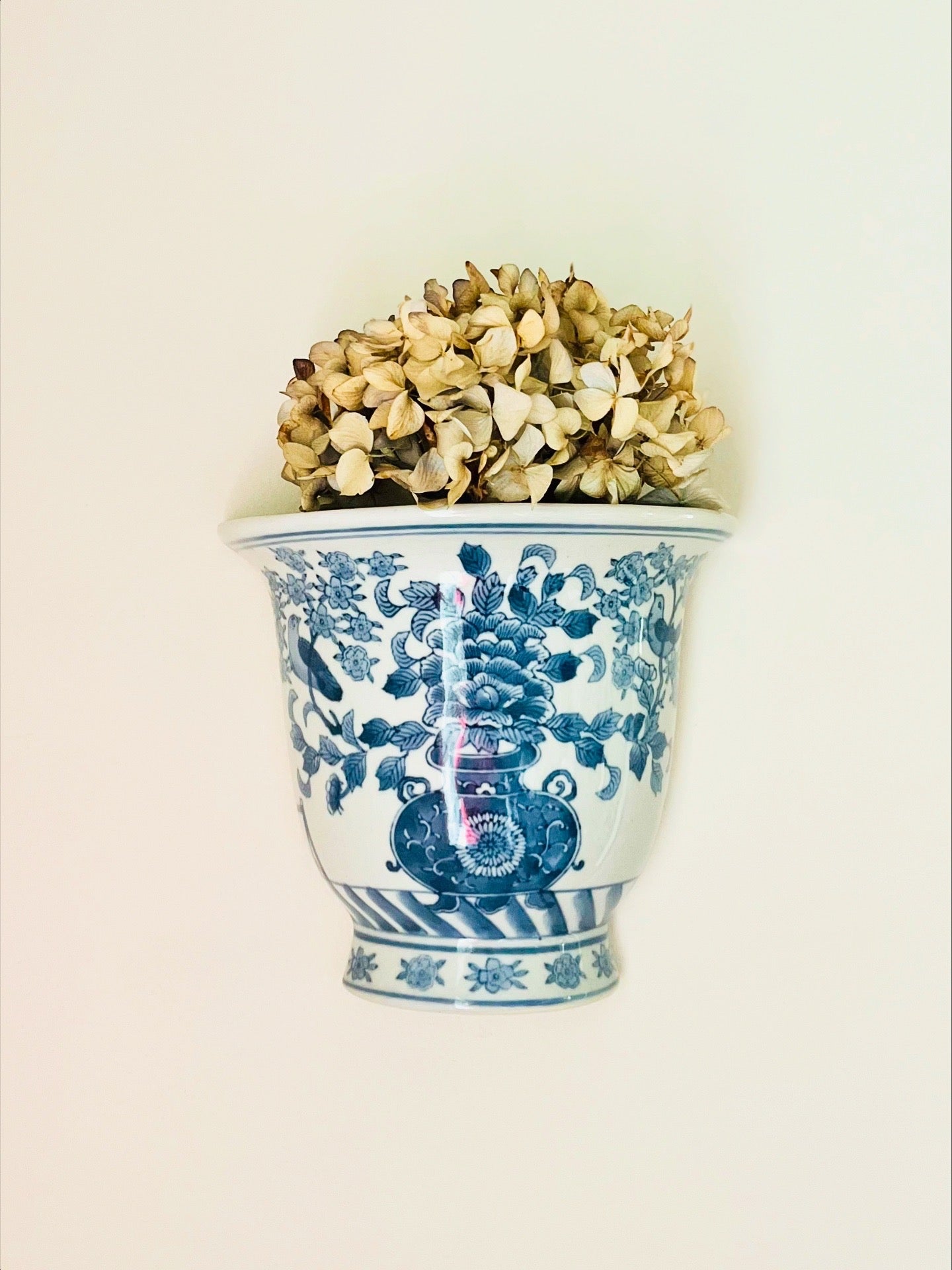 Blue & white wall pocket