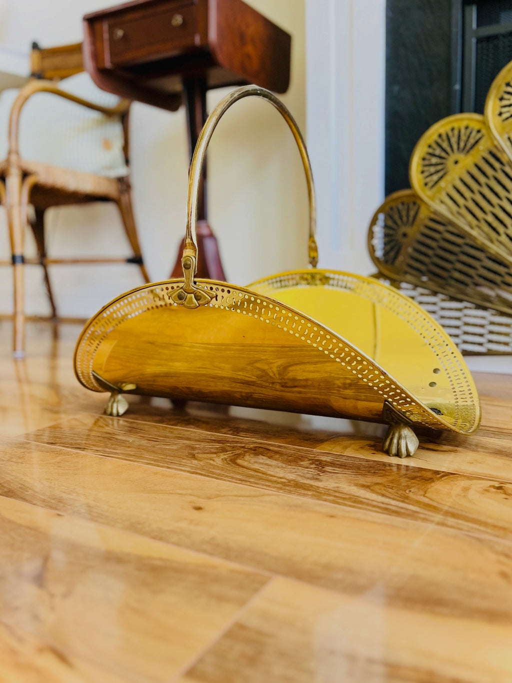Brass handled log holder