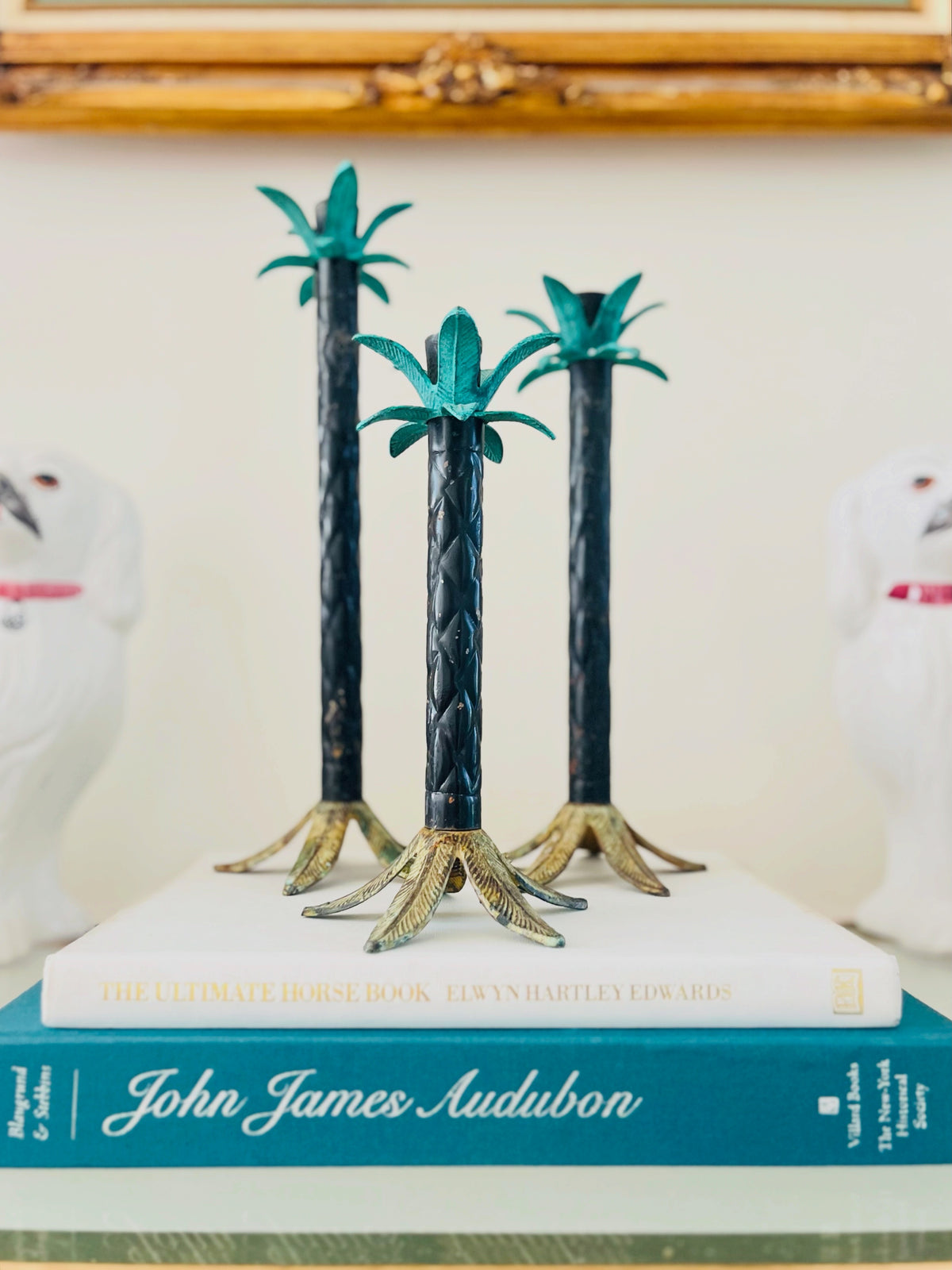 Palm tree candlestick set (3)