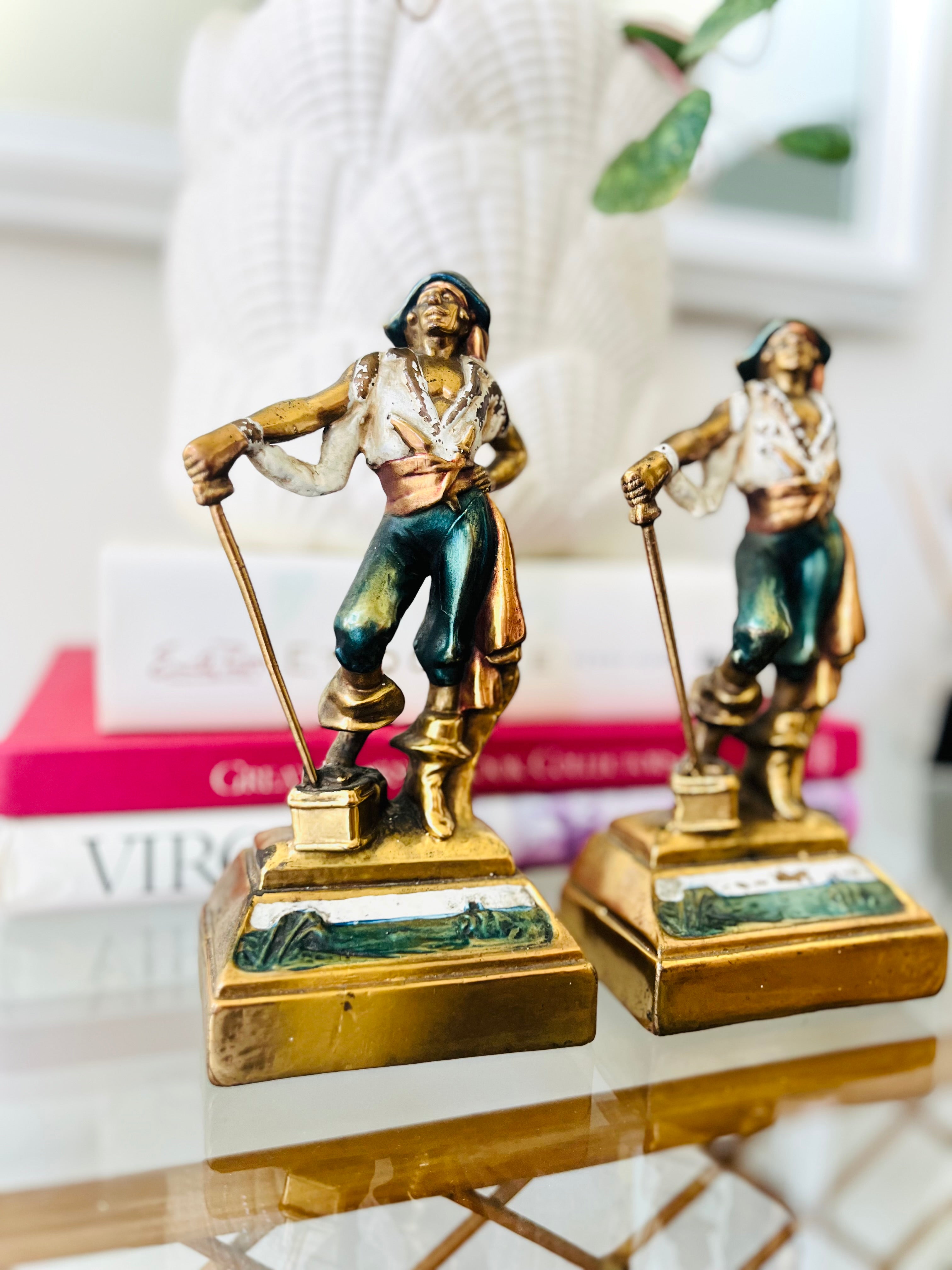 Bronze pirate bookends