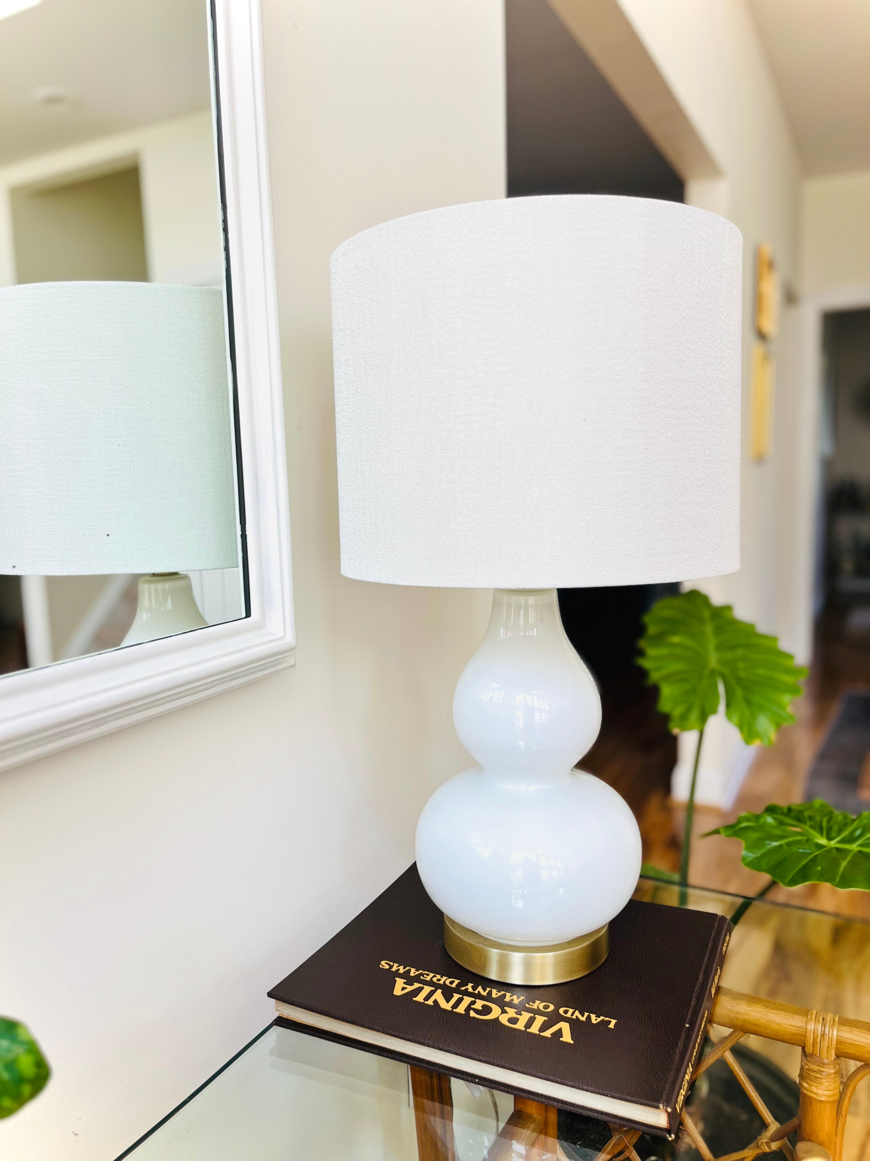 White glass table lamp 24”
