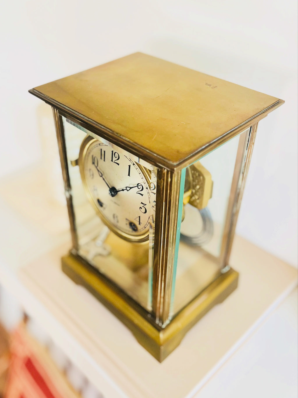 Seth Thomas brass & glass clock