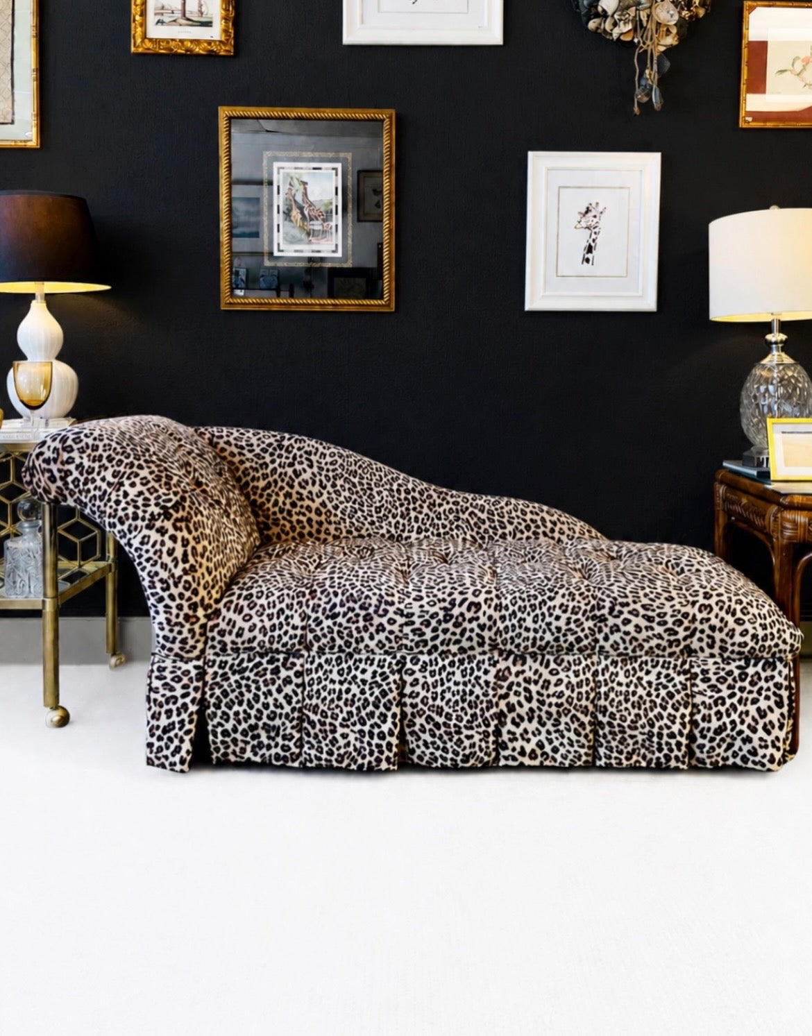Leopard print chaise lounge