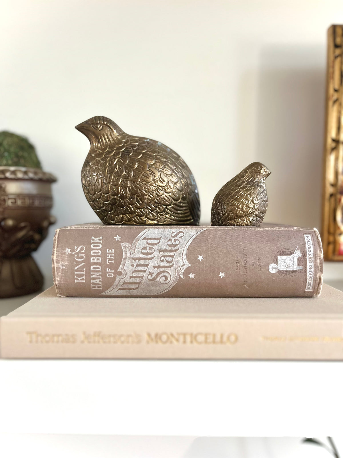 Brass quail pair