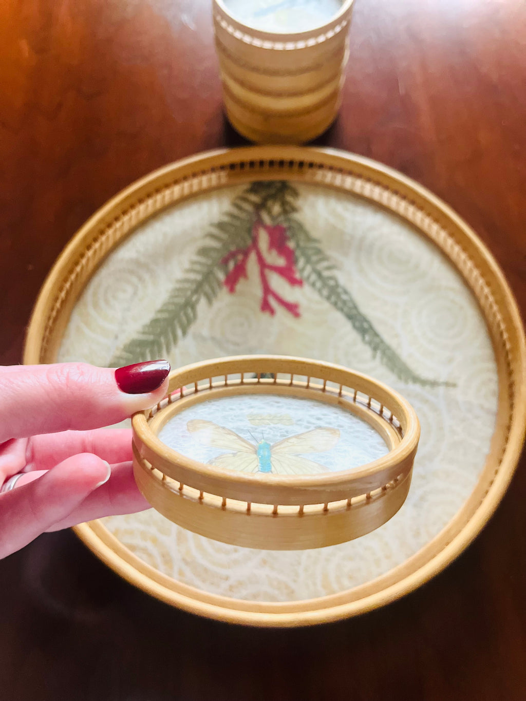 Butterfly tray & coaster set