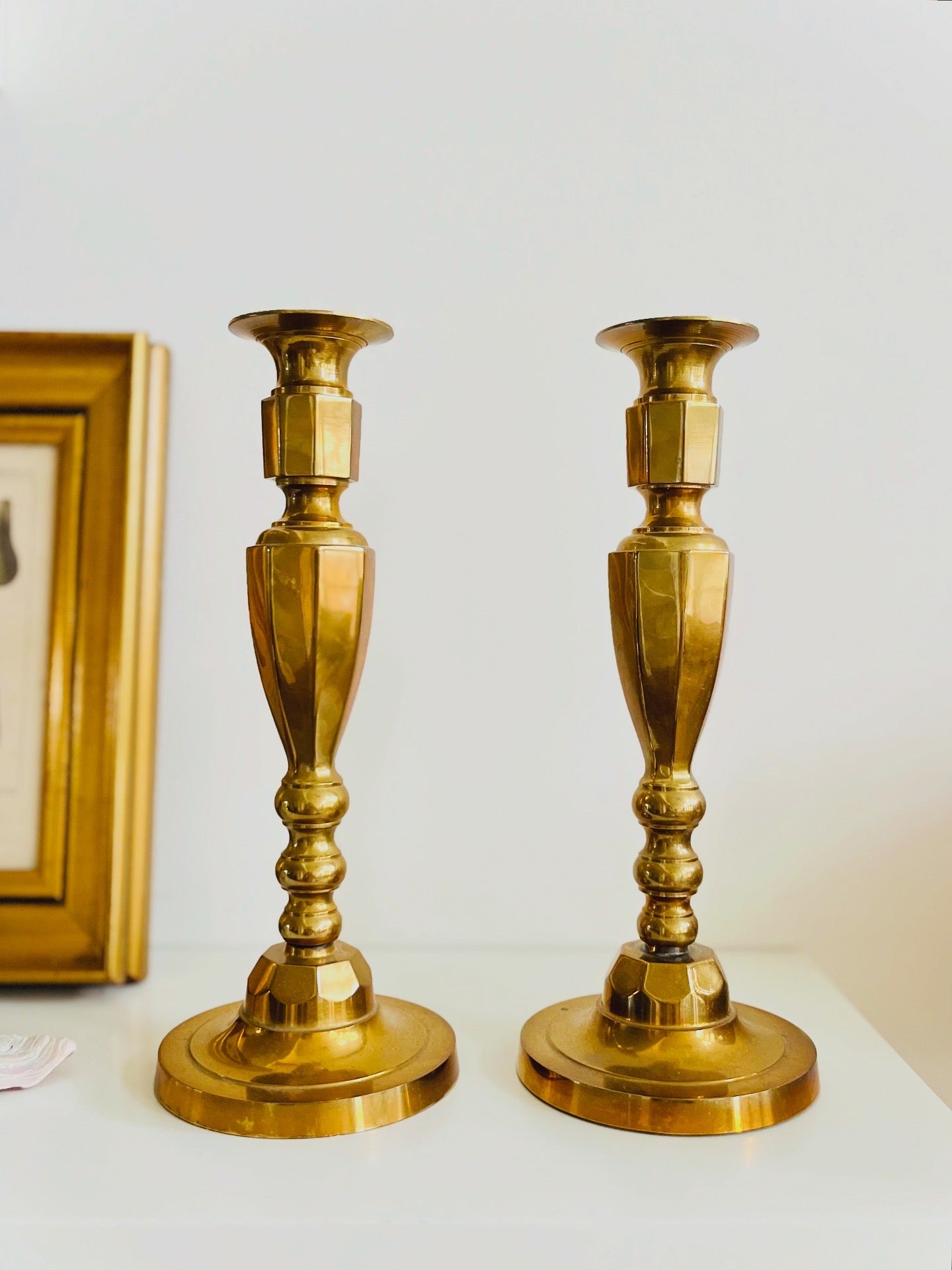 Brass candlestick pair 11” tall