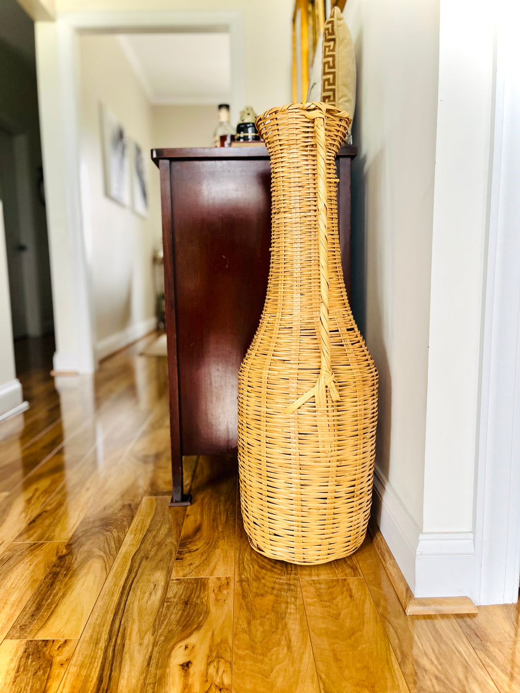 Woven floor vase