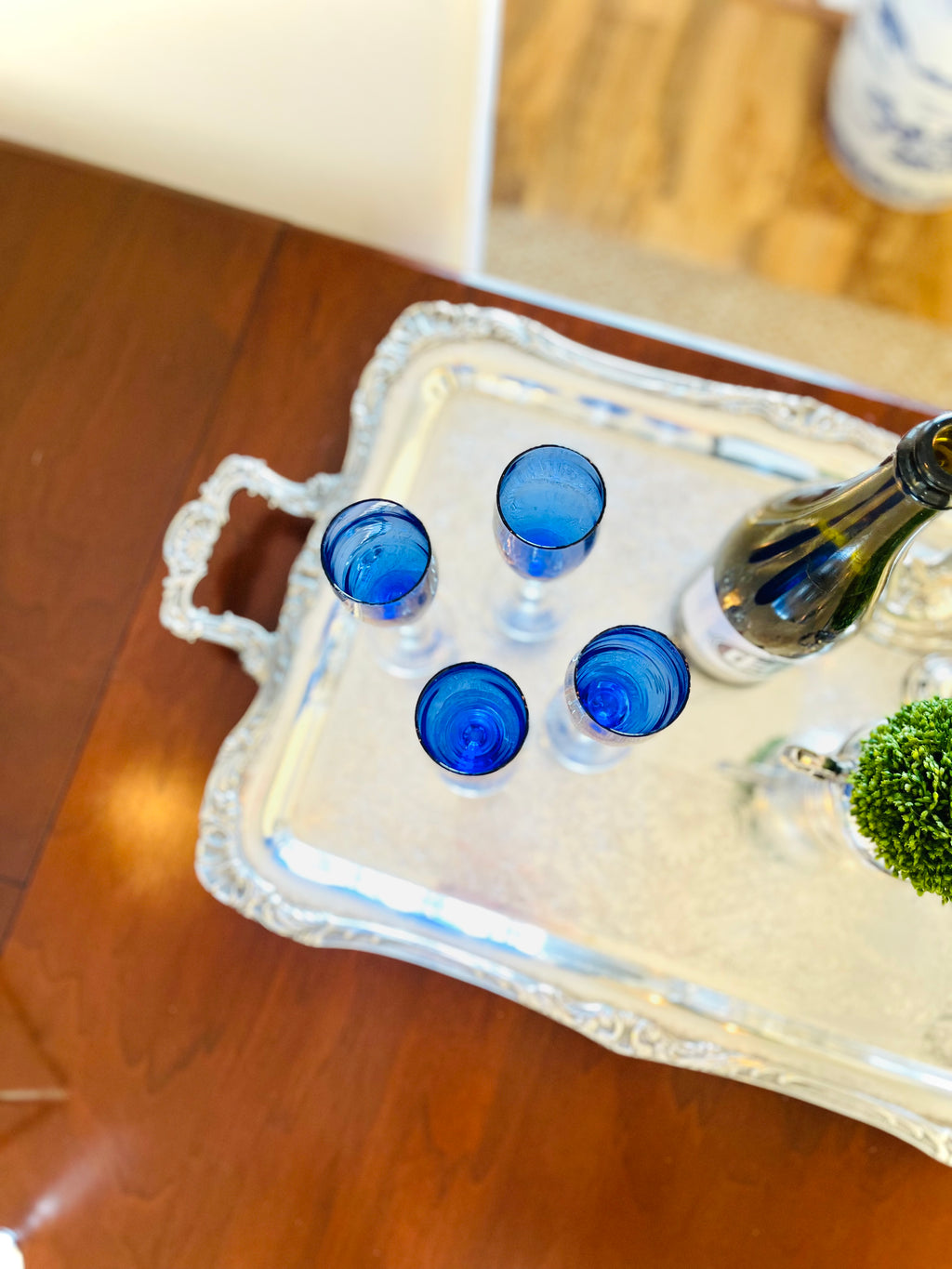 Cobalt blue champagne flutes