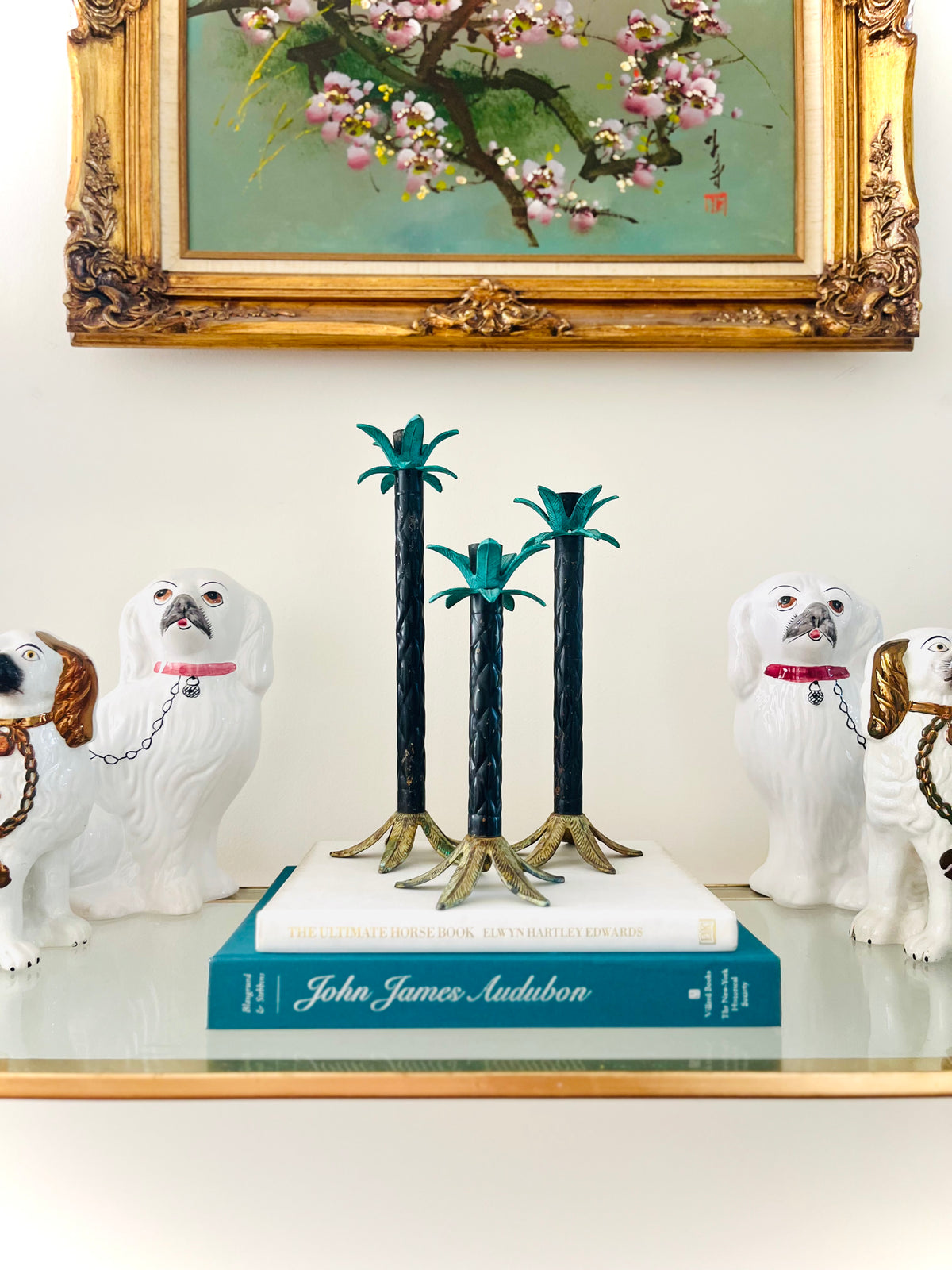 Palm tree candlestick set (3)