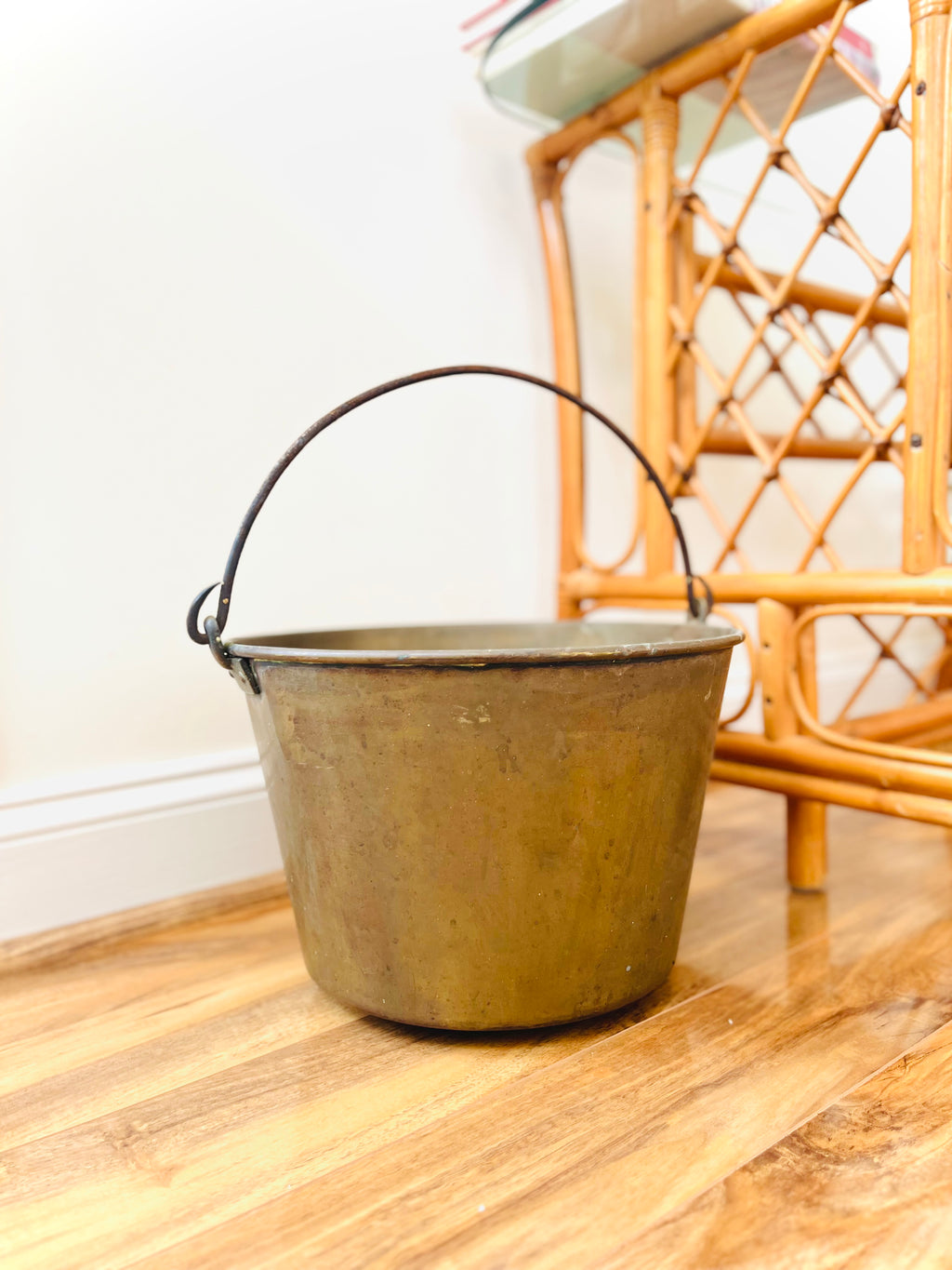 Antique brass bucket
