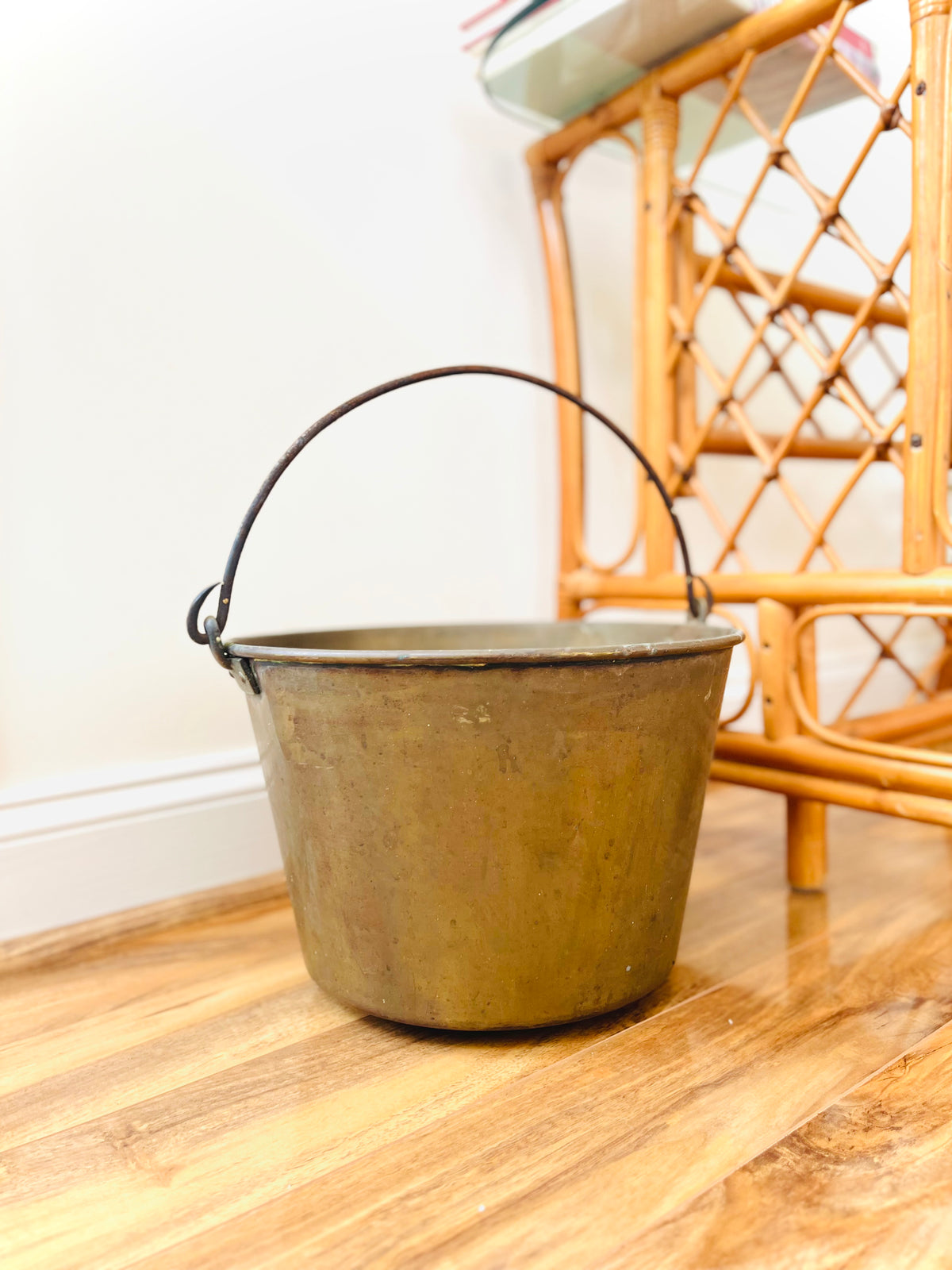 Antique brass bucket