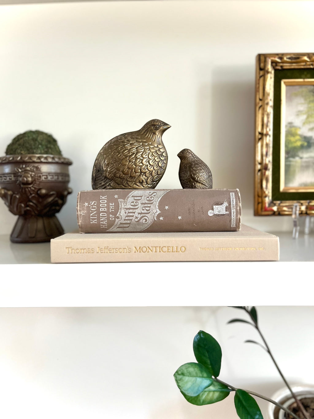 Brass quail pair