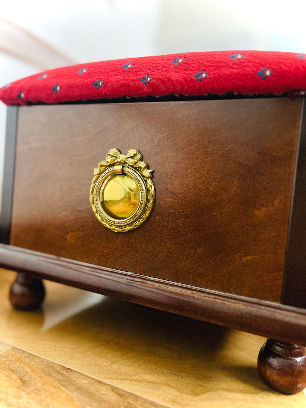 Mahogany footstool with storage