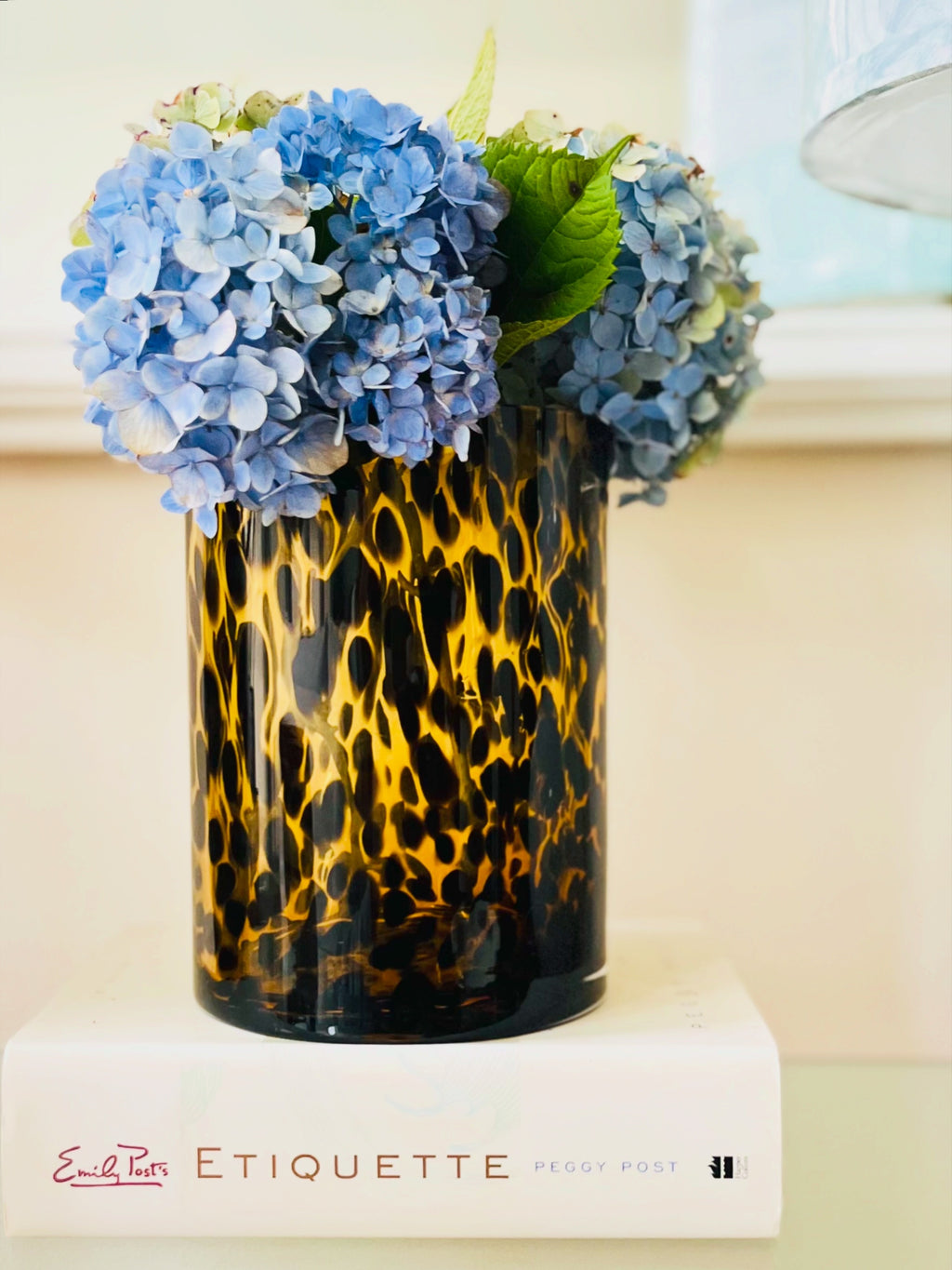 Tortoiseshell 8” tall cylinder vase