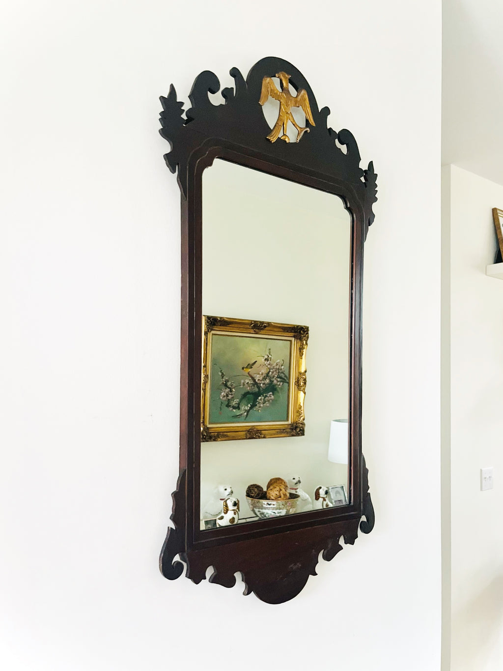 Mahogany Chippendale eagle mirror