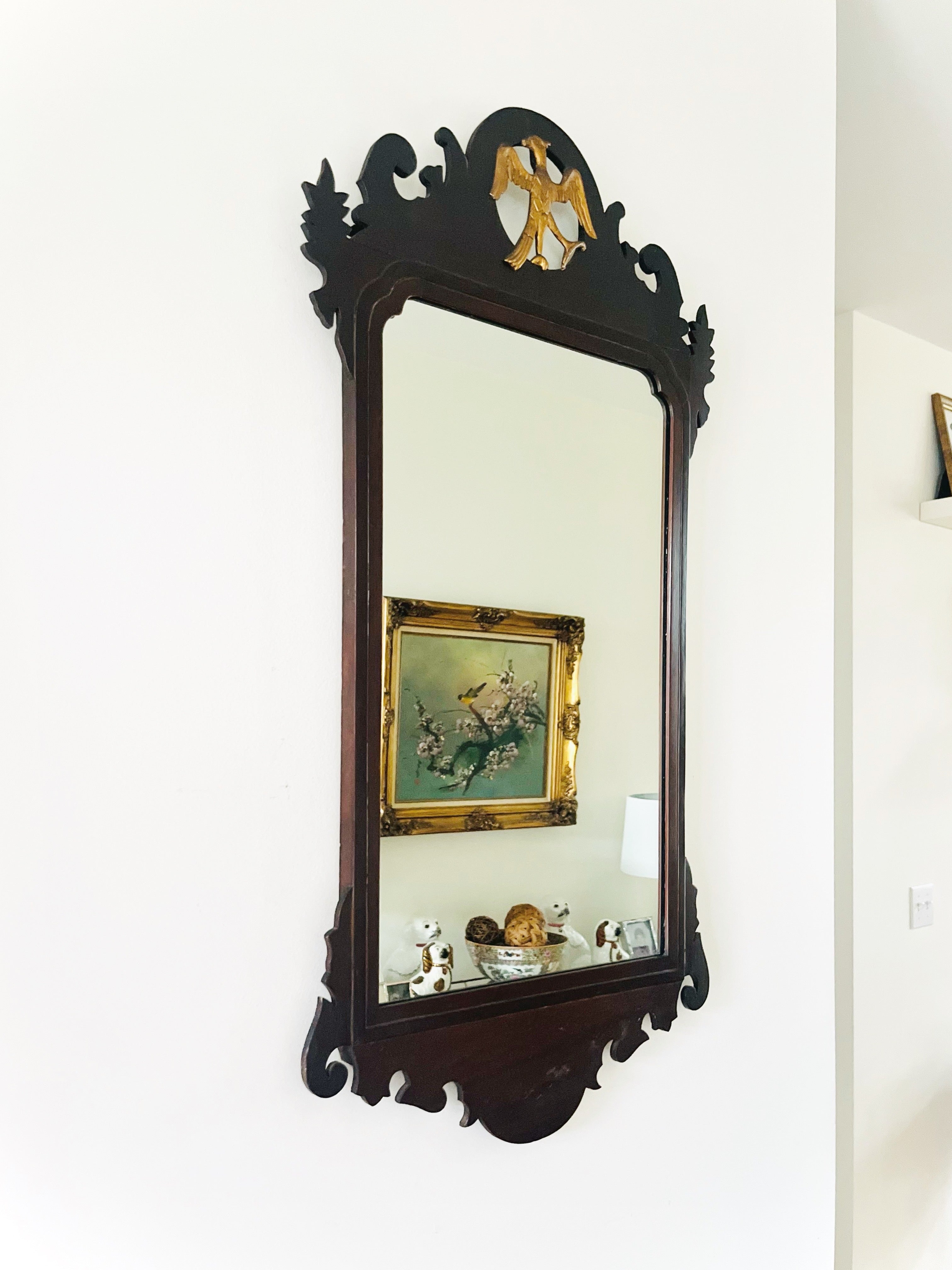 Mahogany Chippendale eagle mirror